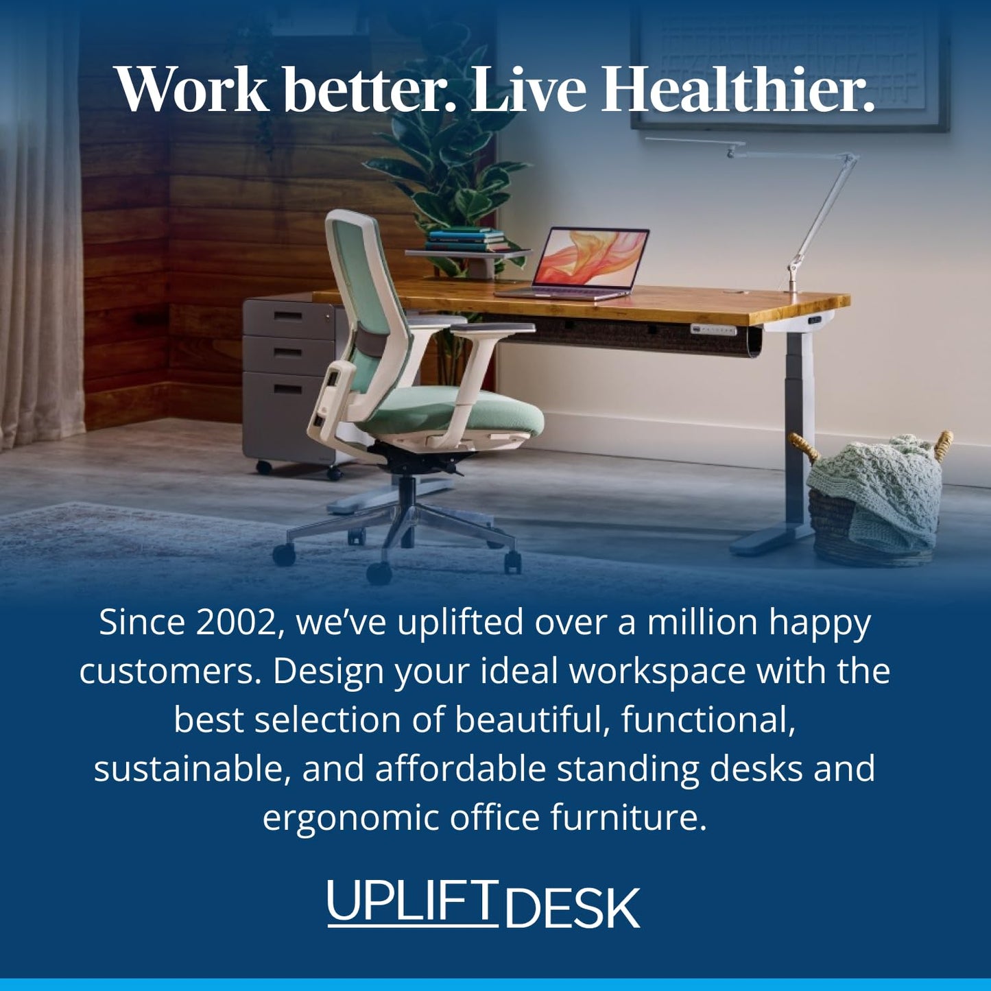 UPLIFTDESK V3 2-Leg Ash Gray Laminate Wood Standing Desk – Adjustable Height, Advanced 1-Touch Memory Keypad, Under Desk Cable Management, Wire Grommets & Rocker Board (Black -Frame, 72 x 30 inch)