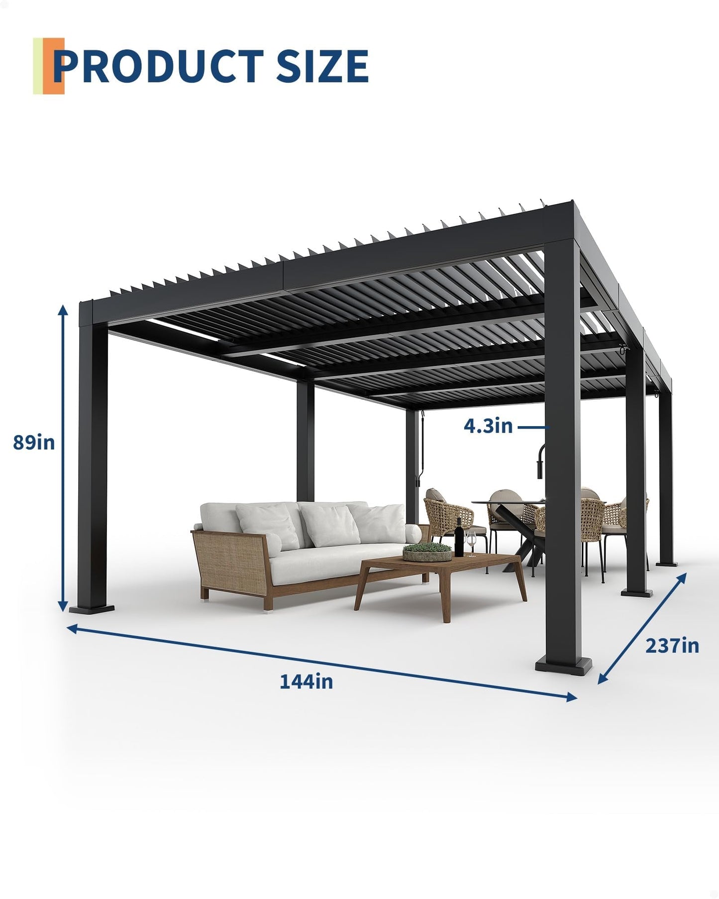 Garvee 12x20ft Louvered Pergola - All-Aluminum Outdoor Pergolas with Adjustable Louvered Roof, Integrated Drainage System, Outdoor Gazebo for Deck, Patio, Backyard and Garden, Gray