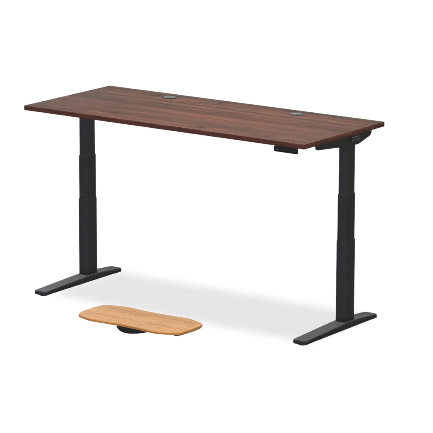 UPLIFTDESK V3 2-Leg Walnut Laminate Wood Standing Desk – Adjustable Height, Advanced 1-Touch Memory Keypad, Under Desk Cable Management, Wire Grommets & Rocker Board (Black C-Frame, 72 x 30 inch)