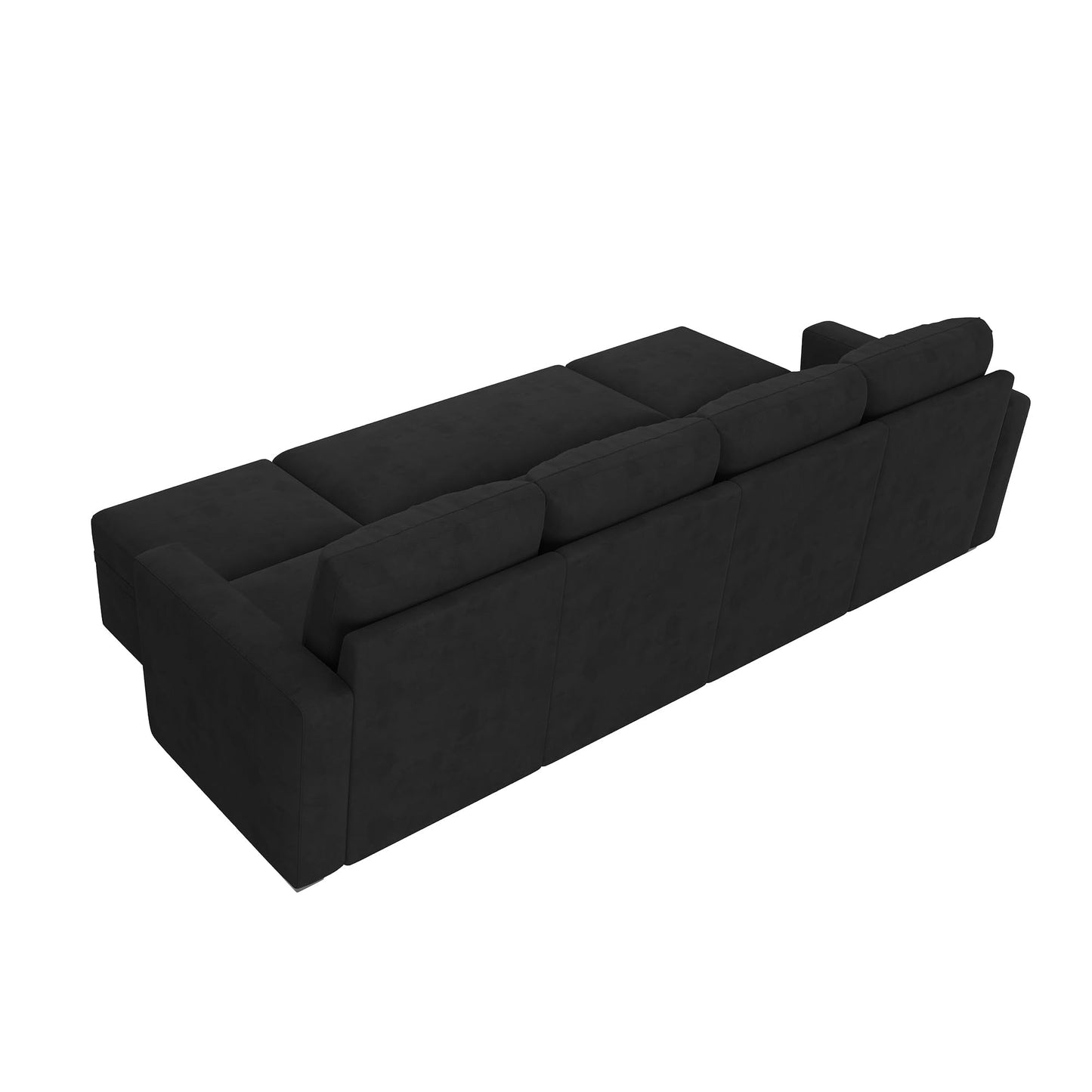 HONBAY Modular Sectional Sleeper Sofa Bed, Velvet Sectional Couch with Pull Out Bed U Shaped Modular Couch with Storage Ottoman for Living Room, Black