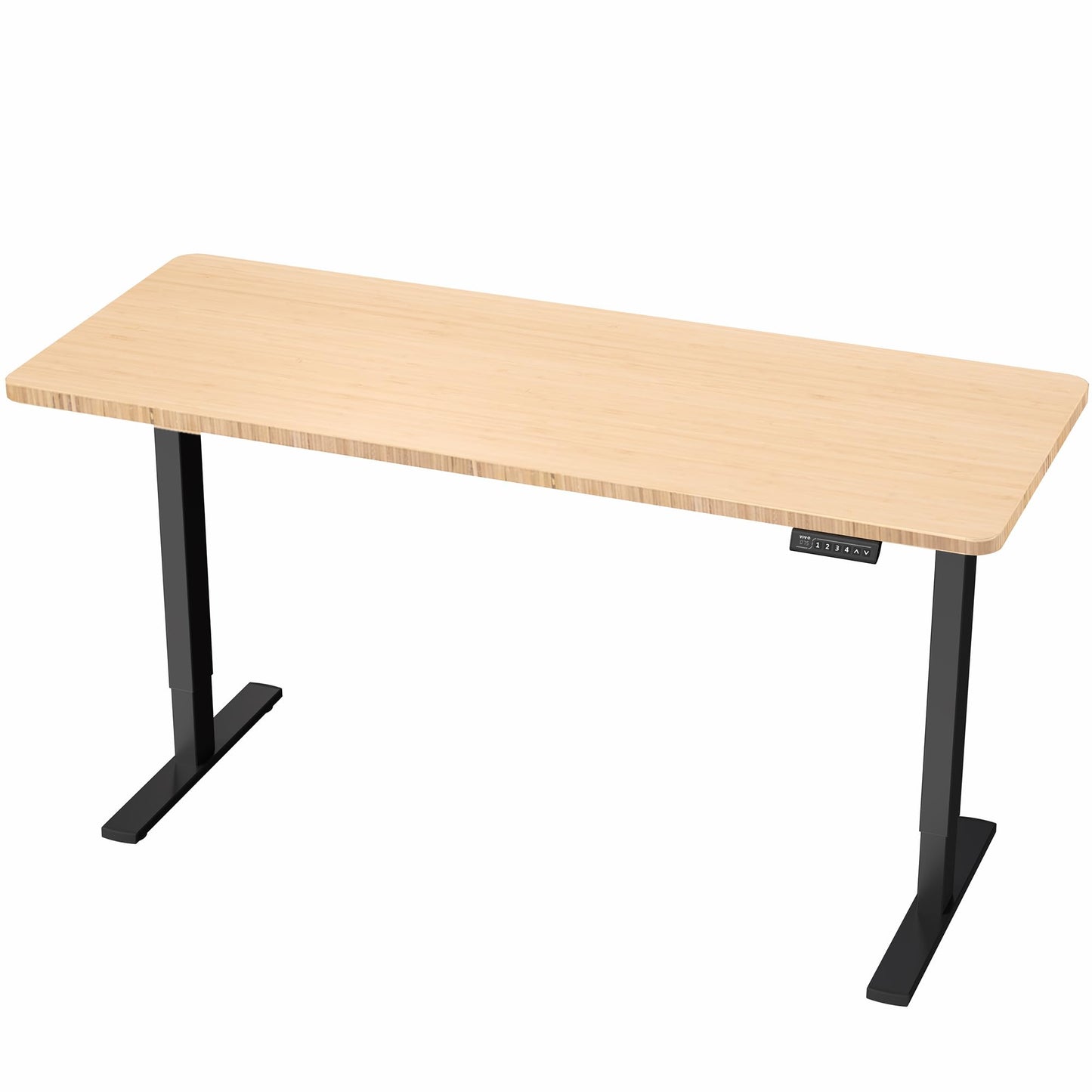 VIVO Electric 60 x 24 in Real Bamboo Standing Desk, Memory Height Adjustment, 1B Series, Holds 220 lbs, One-Piece Top, Black Frame, DESK-KIT-1B6O