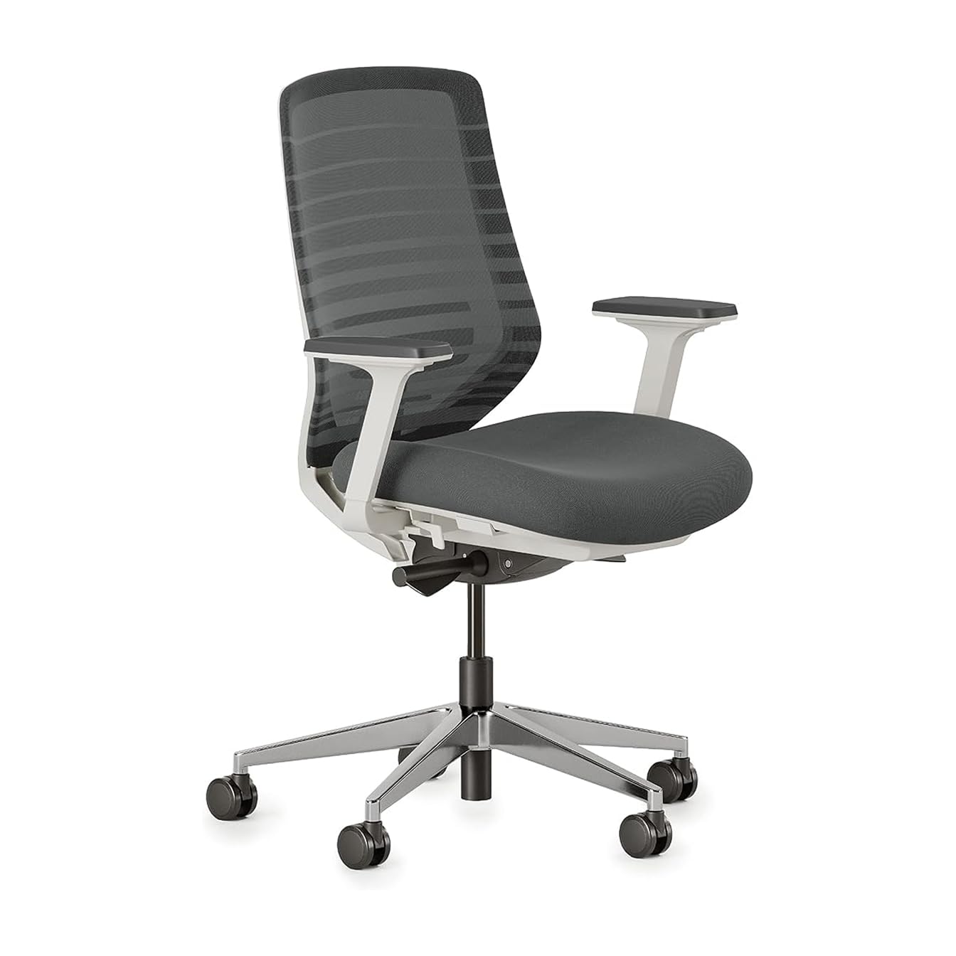 Branch Ergonomic Chair - A Versatile Desk Chair with Adjustable Lumbar Support, Breathable Mesh Backrest, and Smooth Wheels - Experience Optimal Comfort and Support - Graphite - White