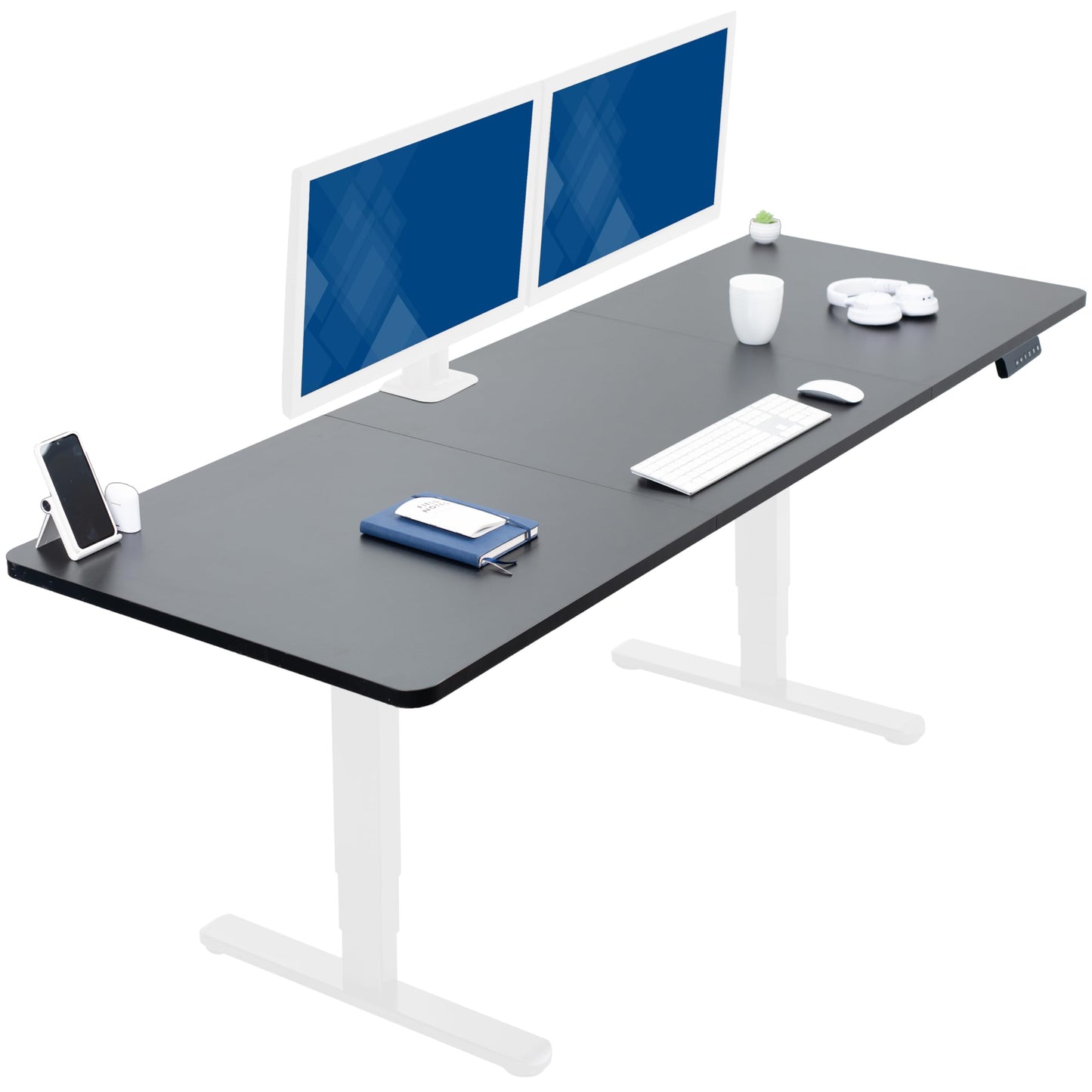 VIVO Electric 83 x 30 in Dual Motor Sit Stand Desk, Memory Height Adjustment, 2B Series, Black Top White Frame, DESK-KIT-2W8B