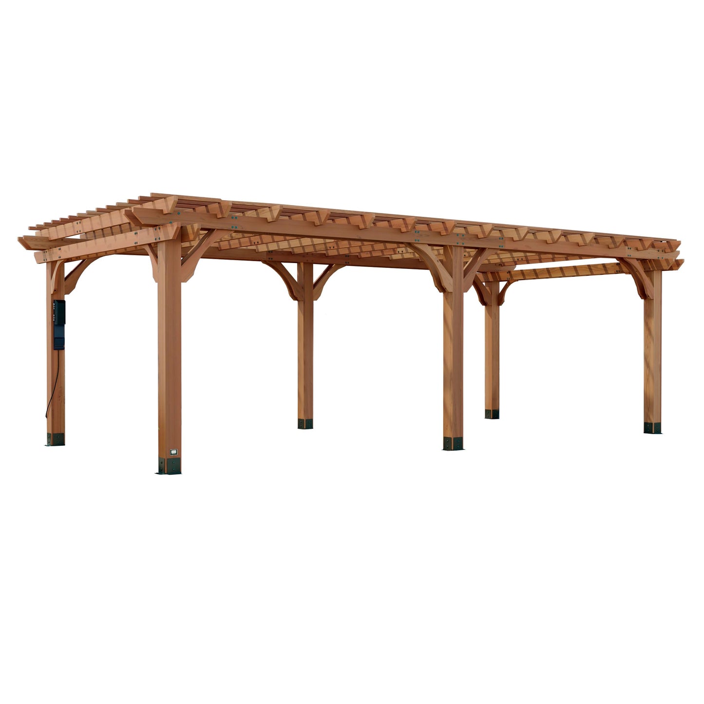 Backyard Discovery Beaumont 24' x 12' Traditional Cedar Wood Pergola Kit with Trellis Roof, All-Season Durability, High-Wind Rating, PowerPort, Shade for Outdoor Patio, Deck, Garden, and Entertaining