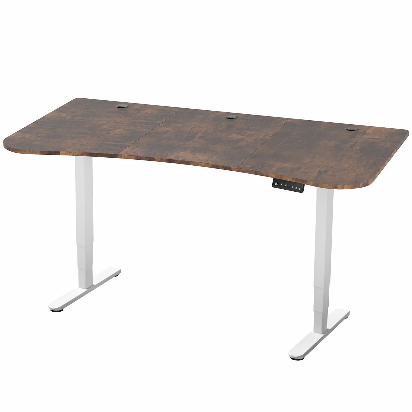 VIVO Electric 63 x 32 in Dual Motor Rustic Standing Desk, Memory Height Adjustment, 2B Series, Vintage Brown Top White Frame, DESK-KIT-2W1N