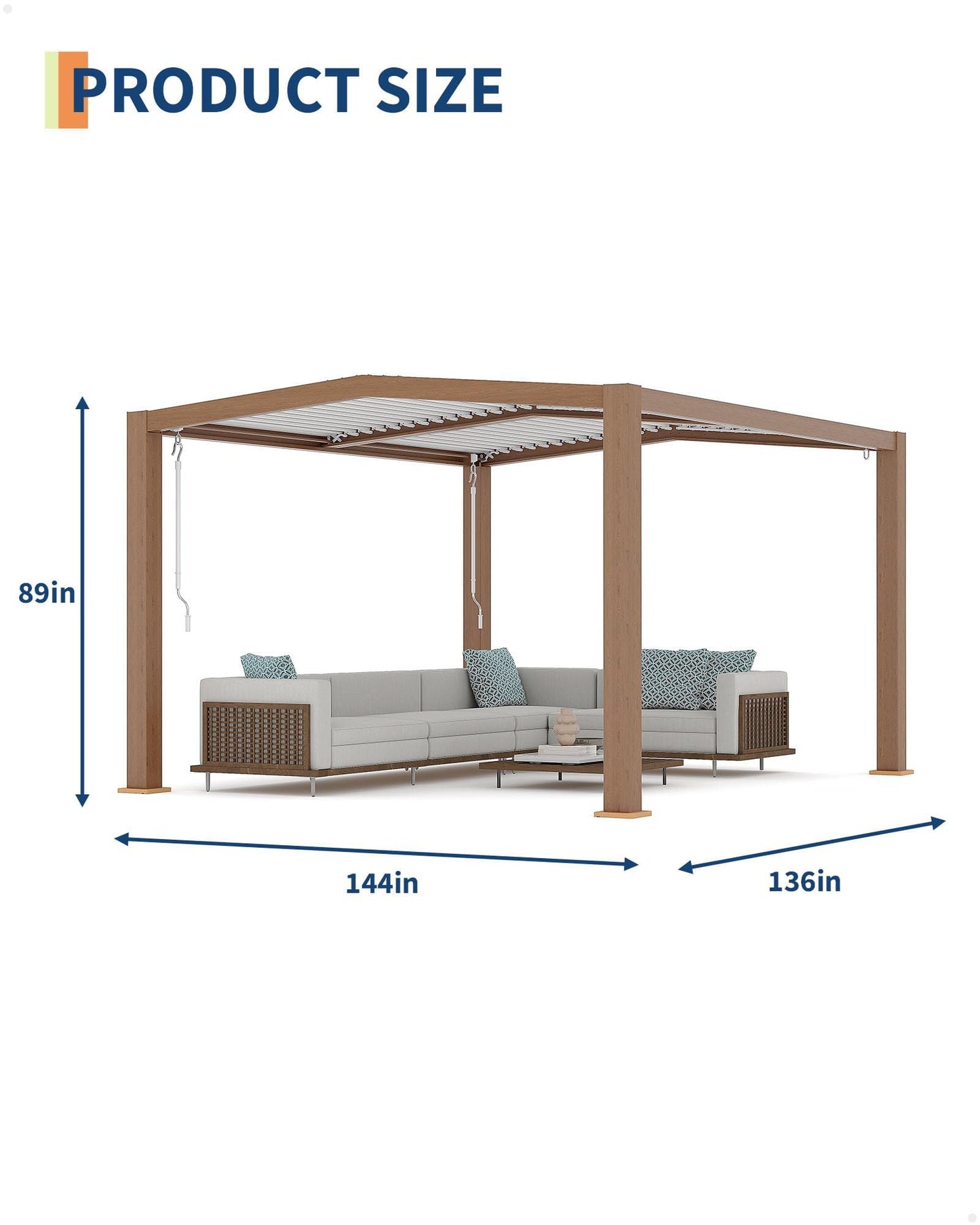 Garvee 11x13ft Louvered Pergola - Outdoor Pergolas with Adjustable Louvered Roof, Reinforced Aluminum Frame, Integrated Drainage System, Outdoor Gazebo for Deck, Patio, Backyard and Garden