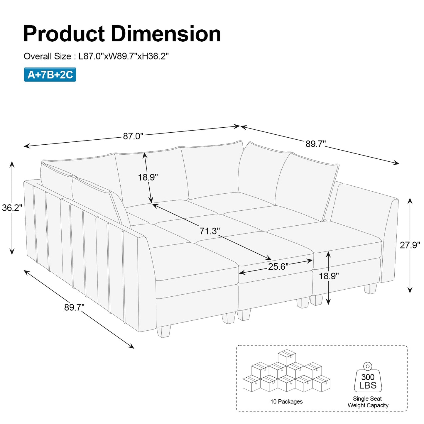 Belffin Large Modular Sectional Sofa Sleeper Couch with Storage Velvet Sectional Sofa Bed for Living Room, 9 Seats, Black