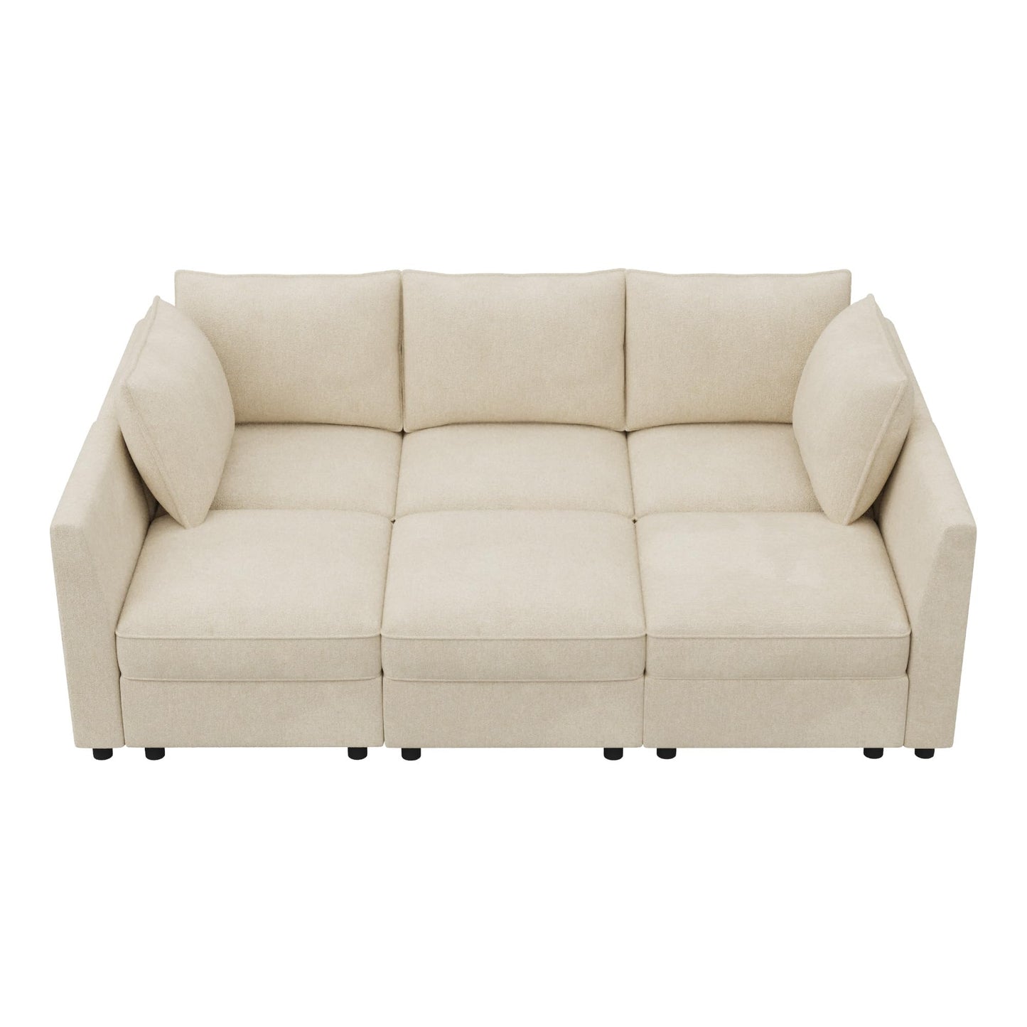 HONBAY Modular Sofa Sectional Sleeper Couch with Storage Modular Couch Convertible Couches for Living Room - Beige