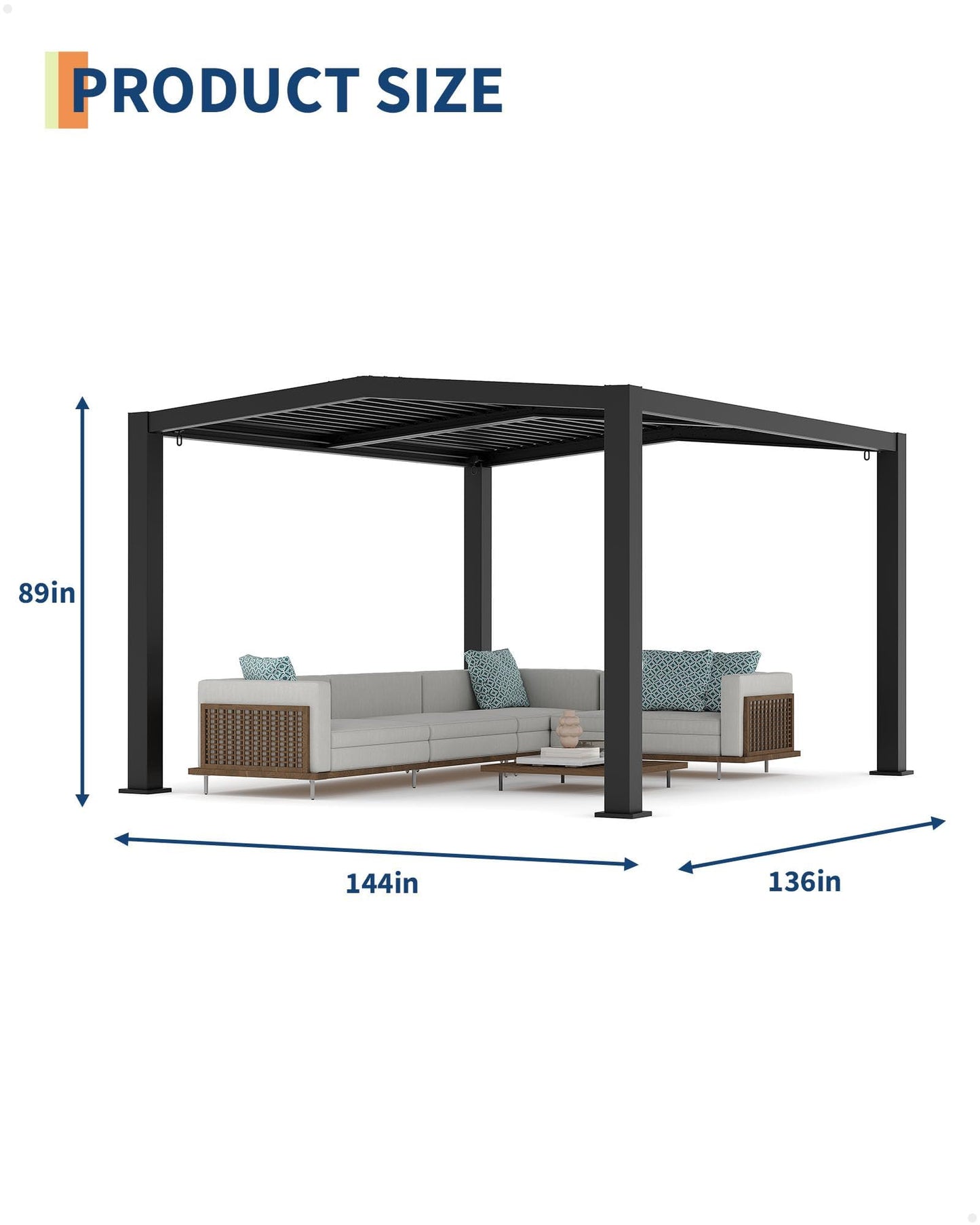 11x13 ft Louvered Pergola, Outdoor Aluminum Pergola with Adjustable Roof Louvers, Reinforced Frame, Integrated Drainage, Weather-Resistant Hardtop Gazebo for Patio, Deck, Backyard, Gray