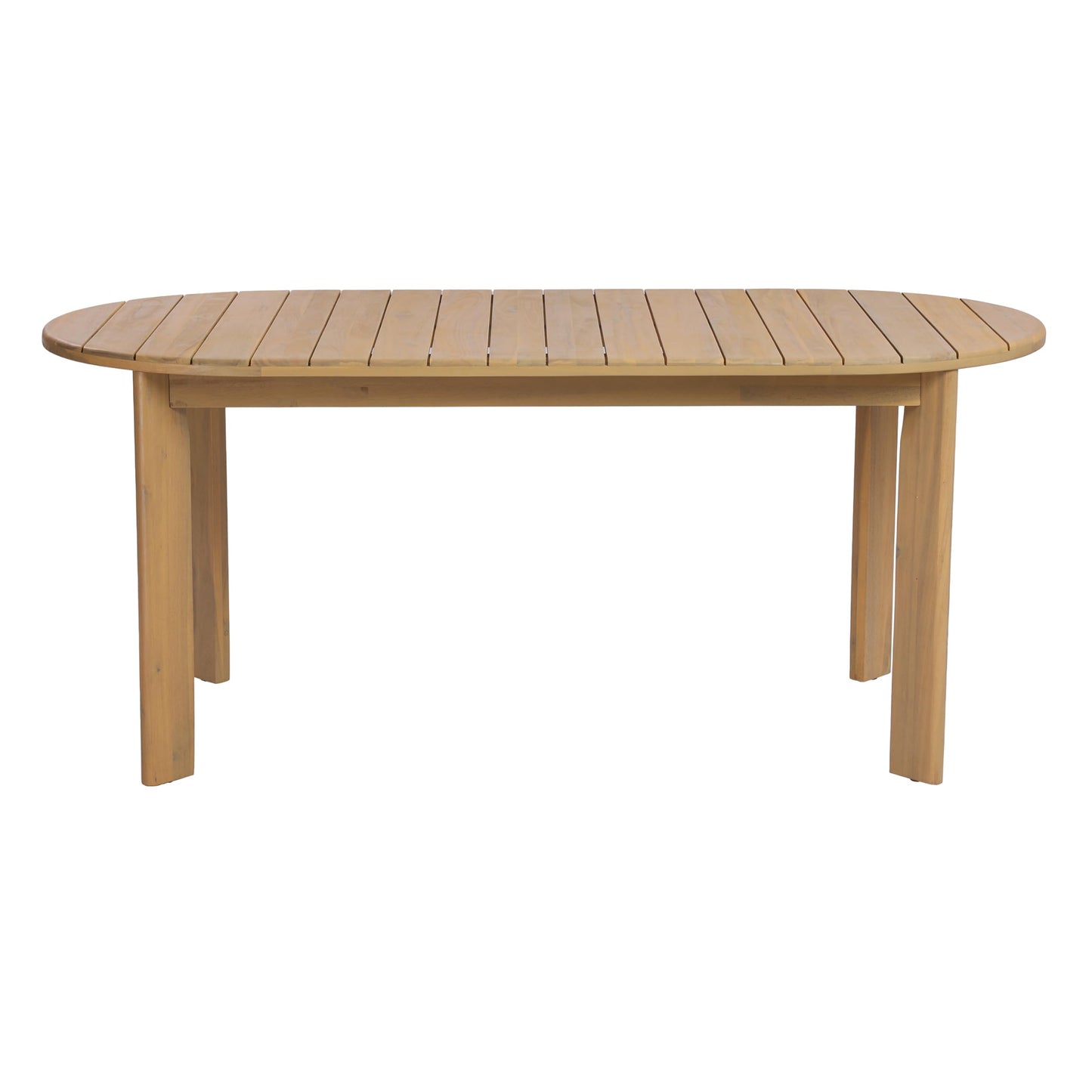 Merax Patio Outdoor Acacia Wood Oval Outdoor Dining Table with Sturdy Legs for Backyard, Lawn, Balcony, Light Teak