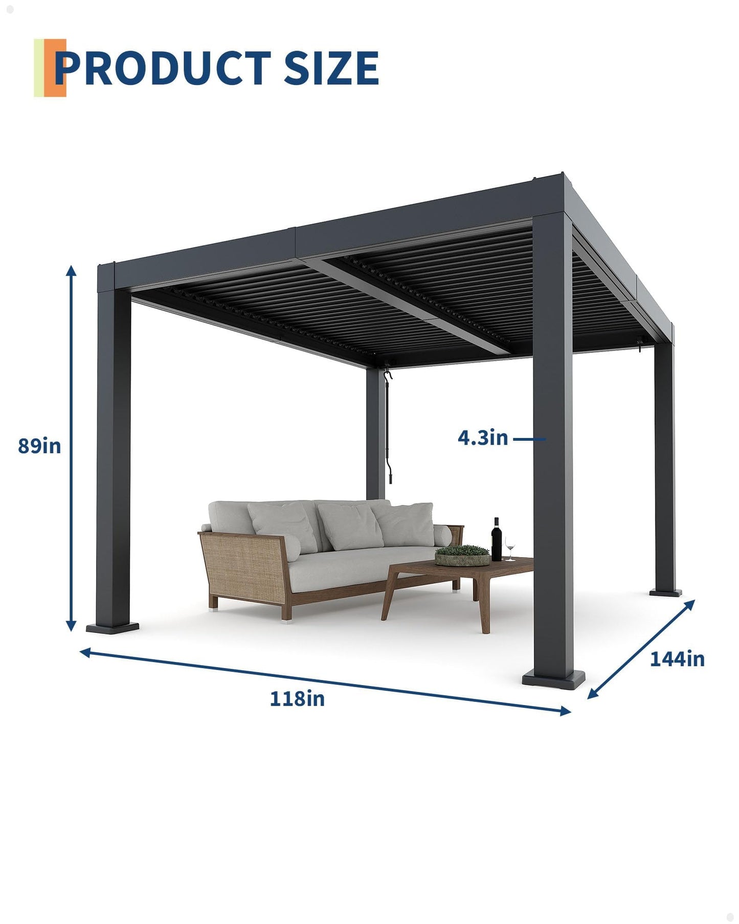 Garvee 10x12ft Louvered Pergola - All-Aluminum Outdoor Pergolas with Adjustable Louvered Roof, Integrated Drainage System, Outdoor Gazebo for Deck, Patio, Backyard and Garden, Gray