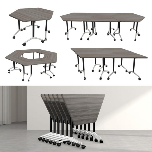 Modern Conference Table,47.2 Inch Meeting Seminar Table,Folding Conference Room Tables with Caster Wheels,Sturdy Mobile Training Table Business Boardroom Tables for 2-10 People,Support 550lbs (4P)