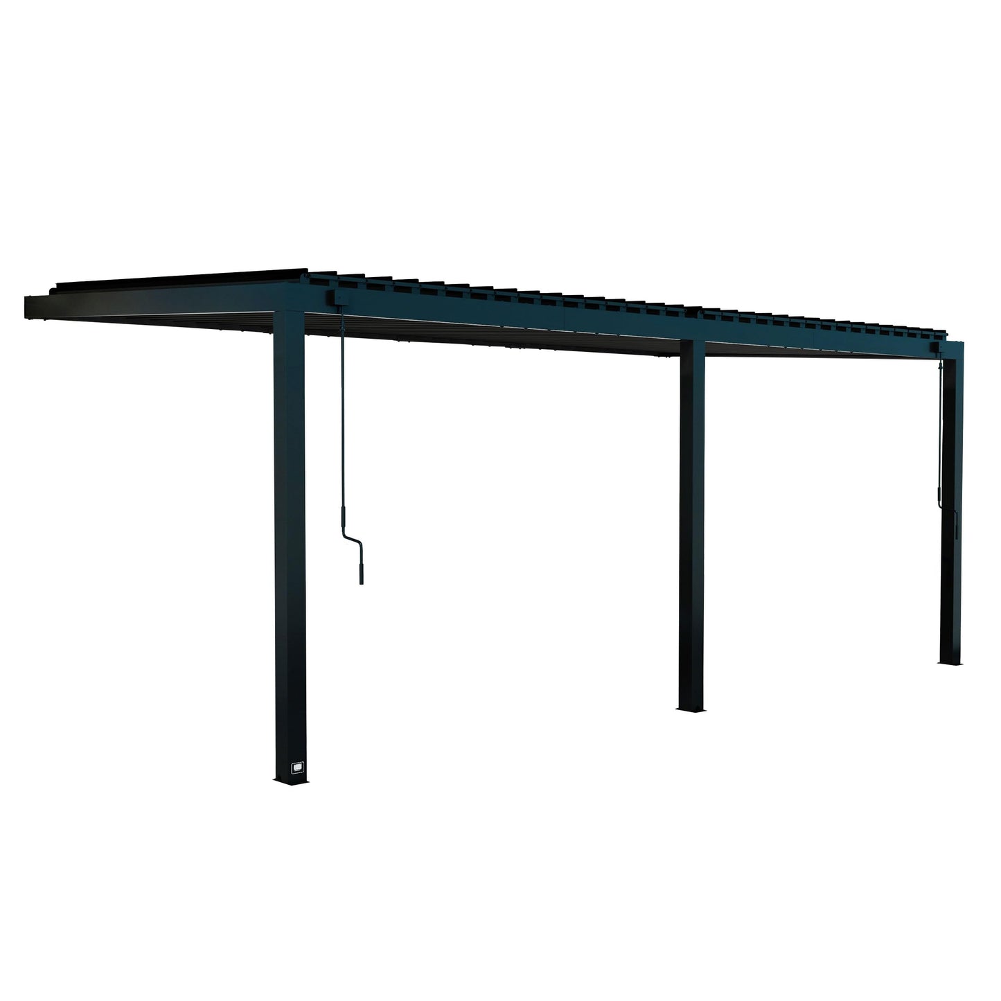 Backyard Discovery Evanston 20'x10' Galvanized Steel Wall-Mounted Louvered Pergola Kit with Adjustable Roof, Shade, Rain Protection, High-Wind Rating, PowerPort, Gutter System for Outdoor Patio, Deck