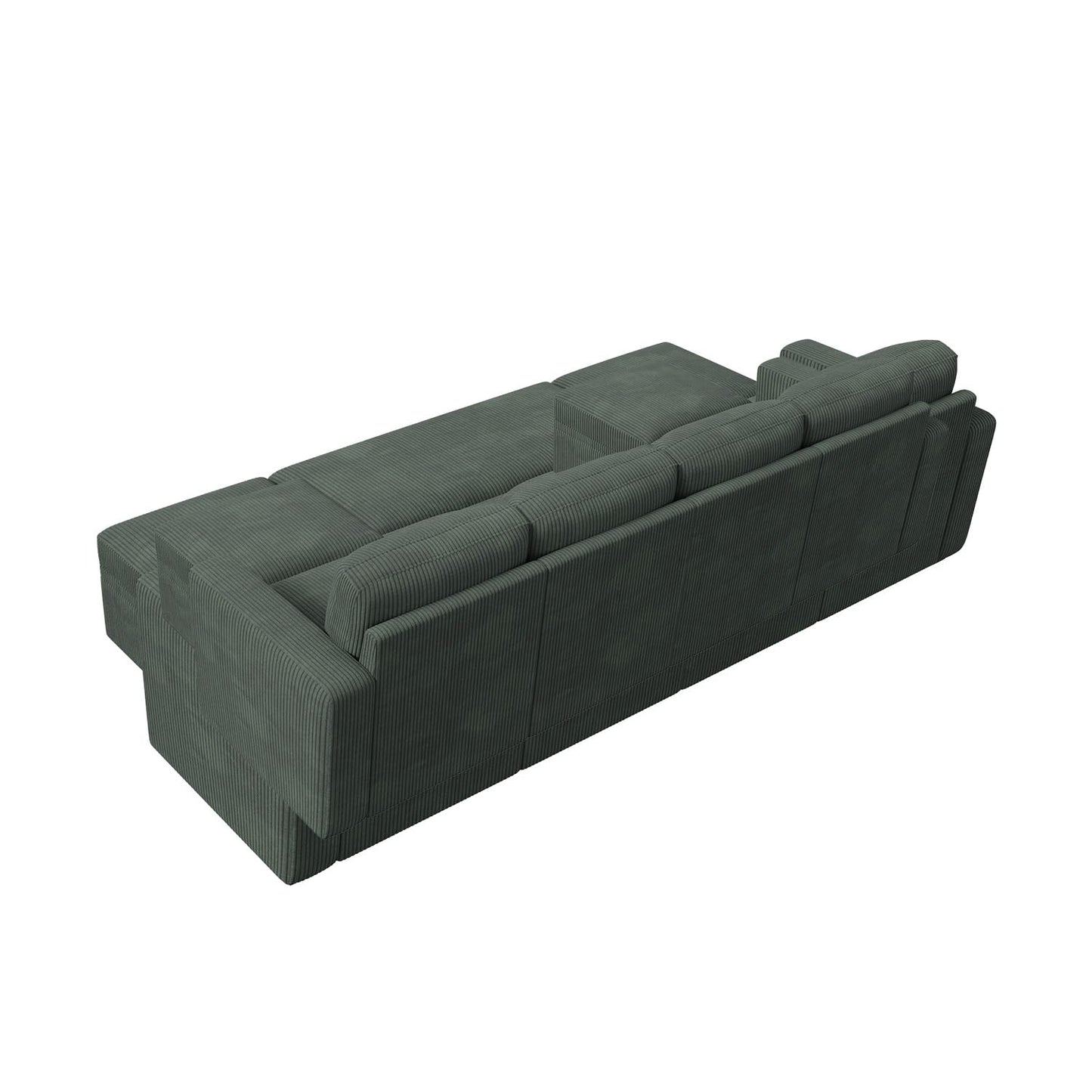 HONBAY Modular Sectional Sleeper Sofa Bed, Corduroy Pull Out Couch with Storage Ottoman, U Shaped Sectional Couches for Living Room, Green