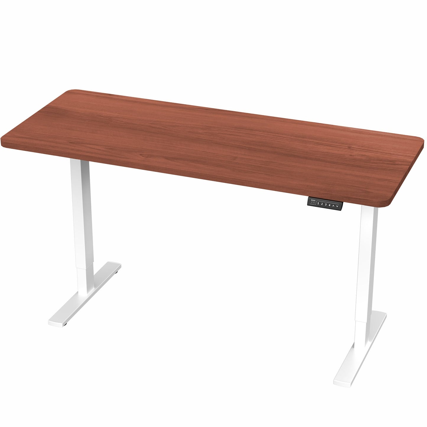 VIVO Electric 60 x 24 in Standing Desk, Memory Height Adjustment, 1B Series, Holds 220 lbs, One-Piece Dark Walnut Top, White Frame, DESK-KIT-1W6D