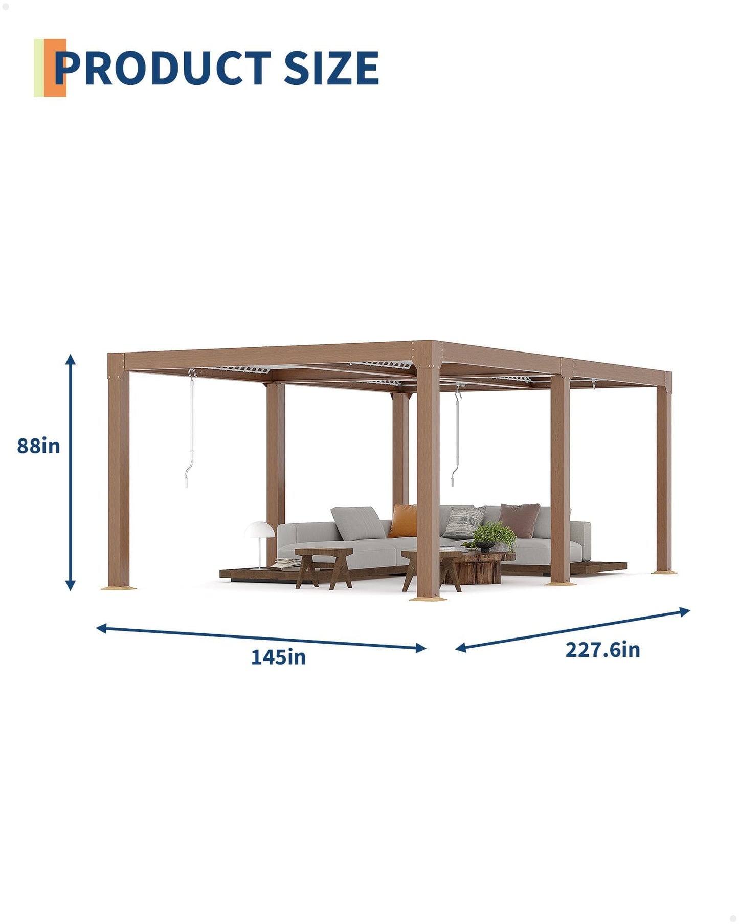 Garvee 12x20ft Louvered Pergola - Outdoor Pergolas with Adjustable Louvered Roof, Reinforced Aluminum Frame, Integrated Drainage System, Outdoor Gazebo for Deck, Patio, Backyard and Garden