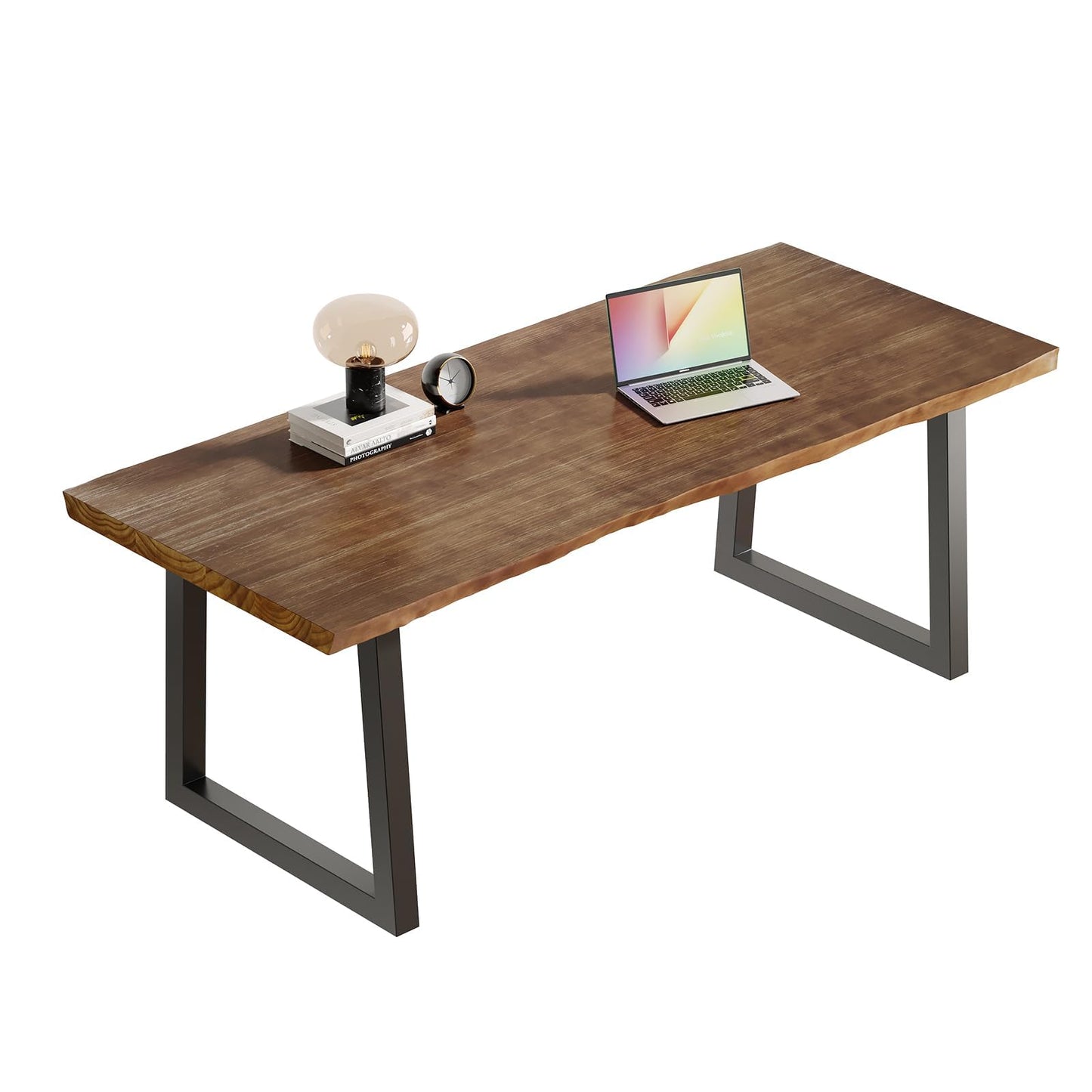 jmzx store Solid Wood Rustic Style 55.1-inch Computer Desk - Large Office Desk for Home Office, Modern and Simple Design, Ideal for Dining,Study, Writing (blackv, 55.12 * 27.56 * 29.53)