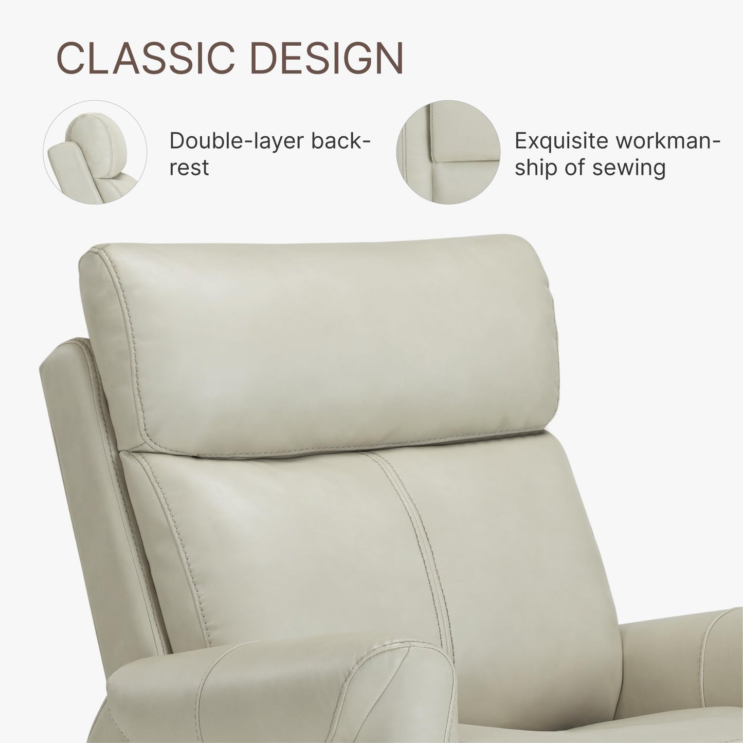 KISLOT Leather Recliner Chair for Adults Wall Hugger RV Recliner with USB Charging Ports Electric Power Reclining Sofa for Living Room Home Theater Seating Bedroom