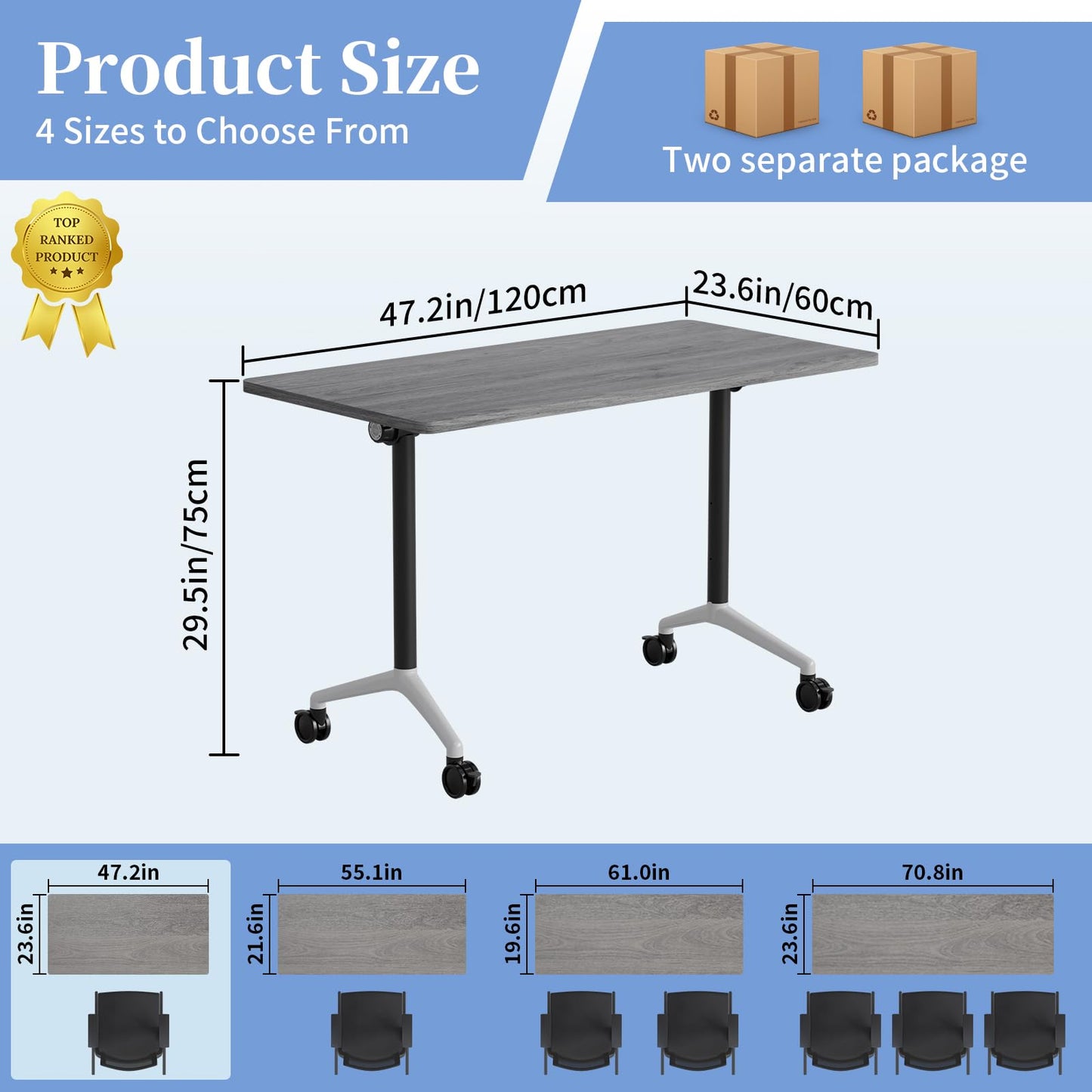 Modular Folding Conference Table with Wheels,8 Pack Mobile Conference Room Tables,Filp Top Rolling Meeting Training Tables for Office,Classroom,Library,Seminar,Boardroom,school(8pack,Grey,47in)