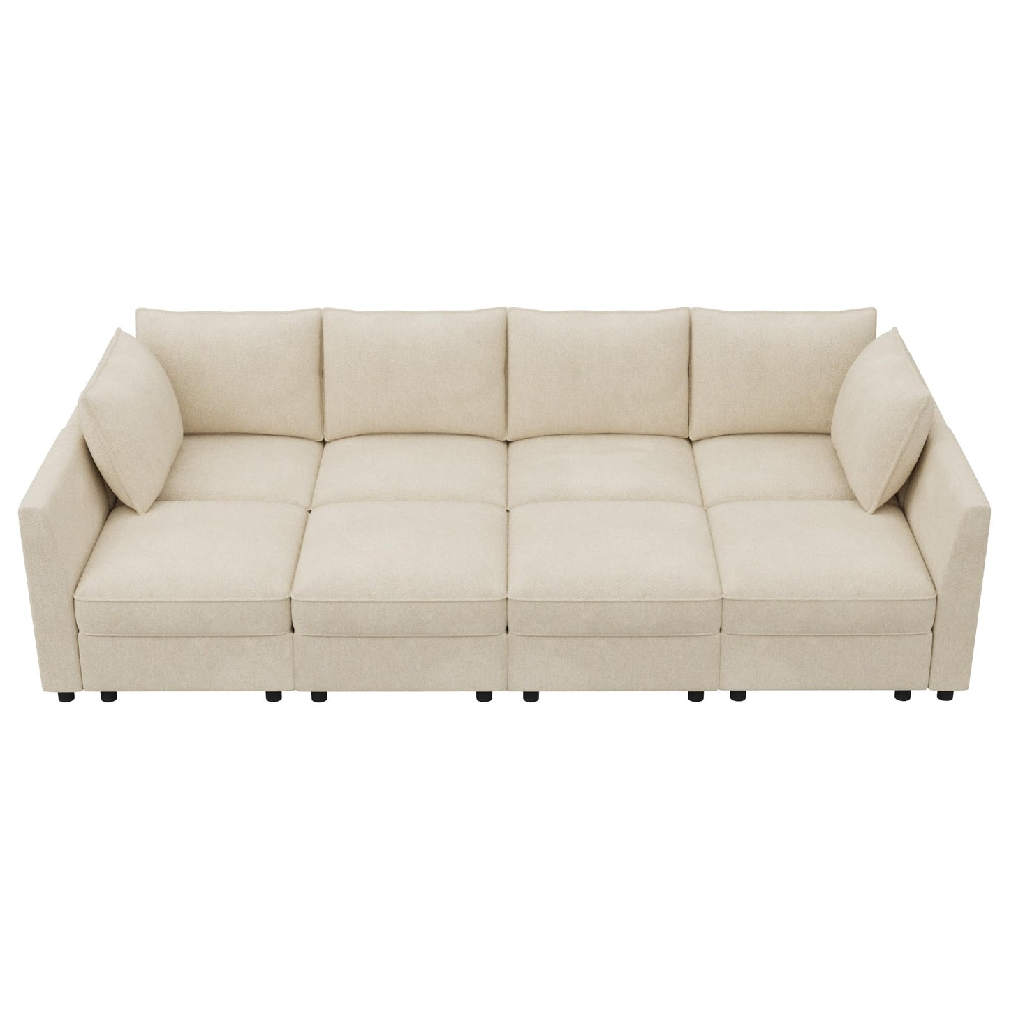HONBAY Modular Sofa Sectional Sleeper Couch with Storage Seat Reversible Sectional Sleeper Couch Modular Sofa - Beige