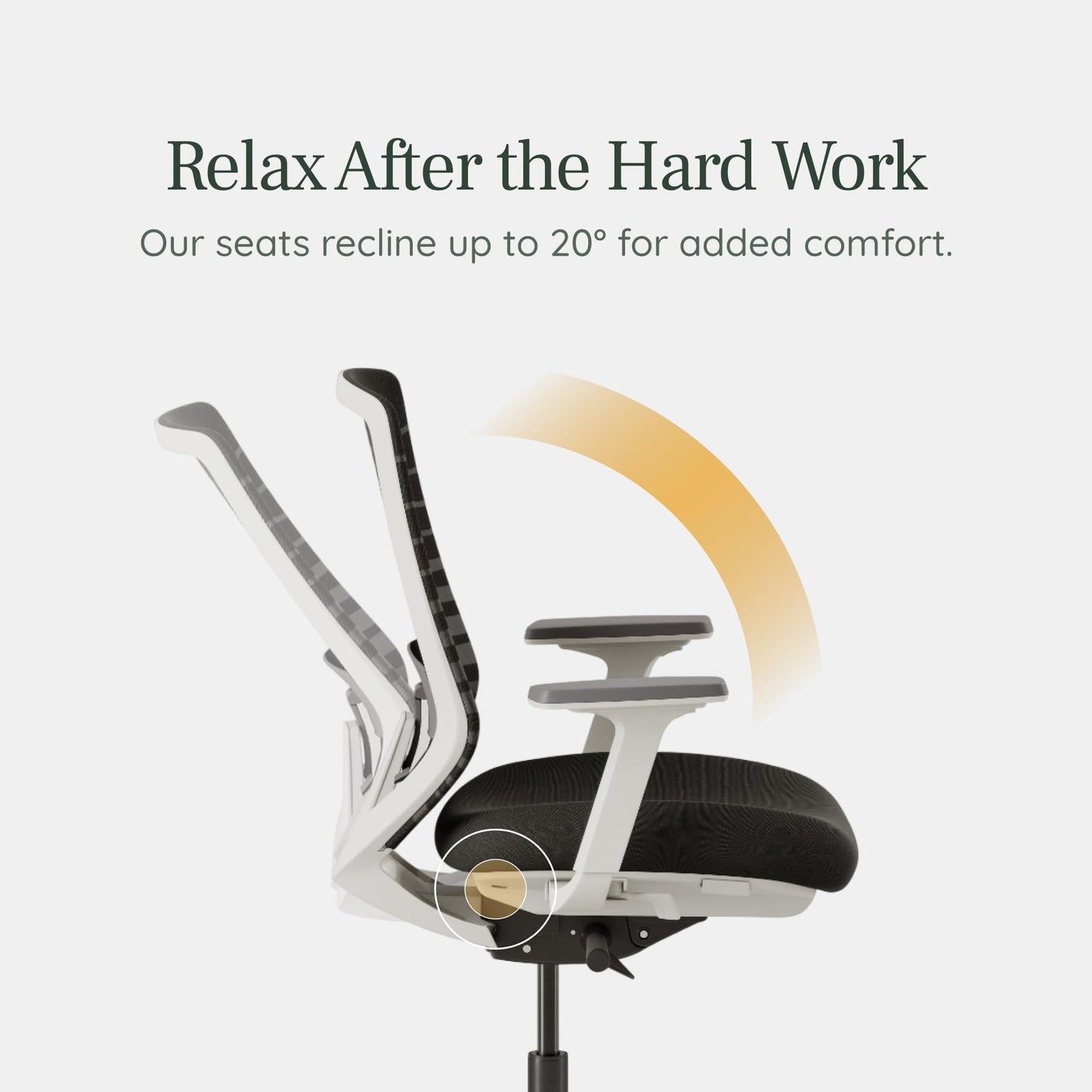 Branch Ergonomic Chair - A Versatile Desk Chair with Adjustable Lumbar Support, Breathable Mesh Backrest, and Smooth Wheels - Experience Optimal Comfort and Support - Graphite - White
