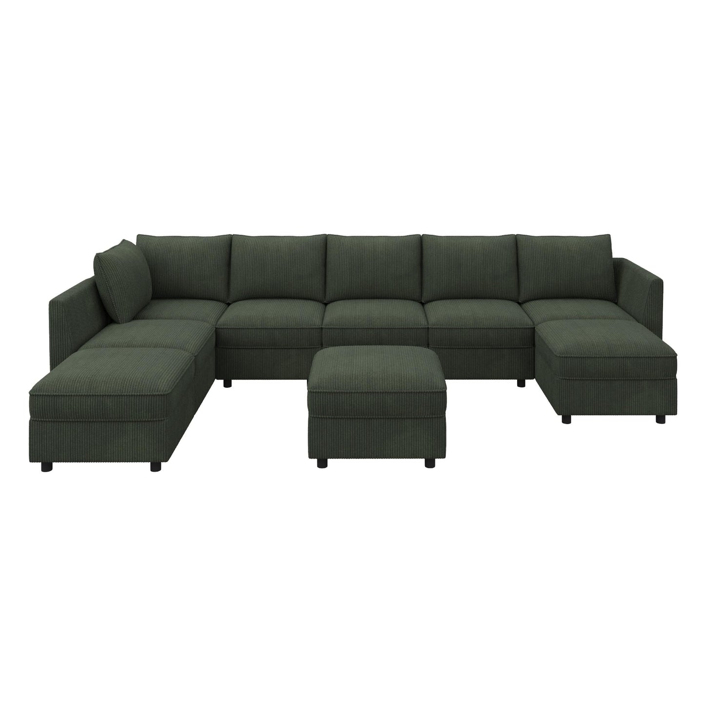 HONBAY Modular Sectional Sofa with Storage, U Shaped Couch Modular Convertible Sectional Couches for Living Room - Green