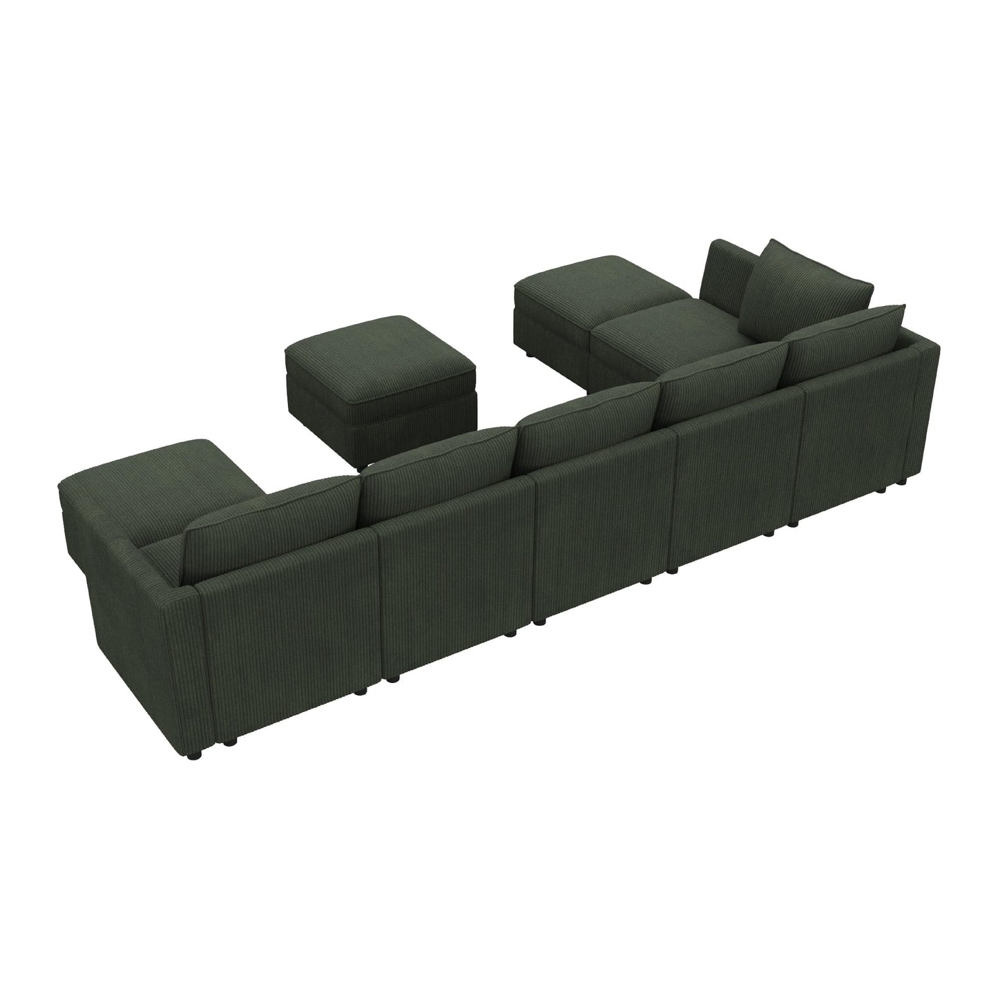 HONBAY Modular Sectional Sofa with Storage, U Shaped Couch Modular Convertible Sectional Couches for Living Room - Green