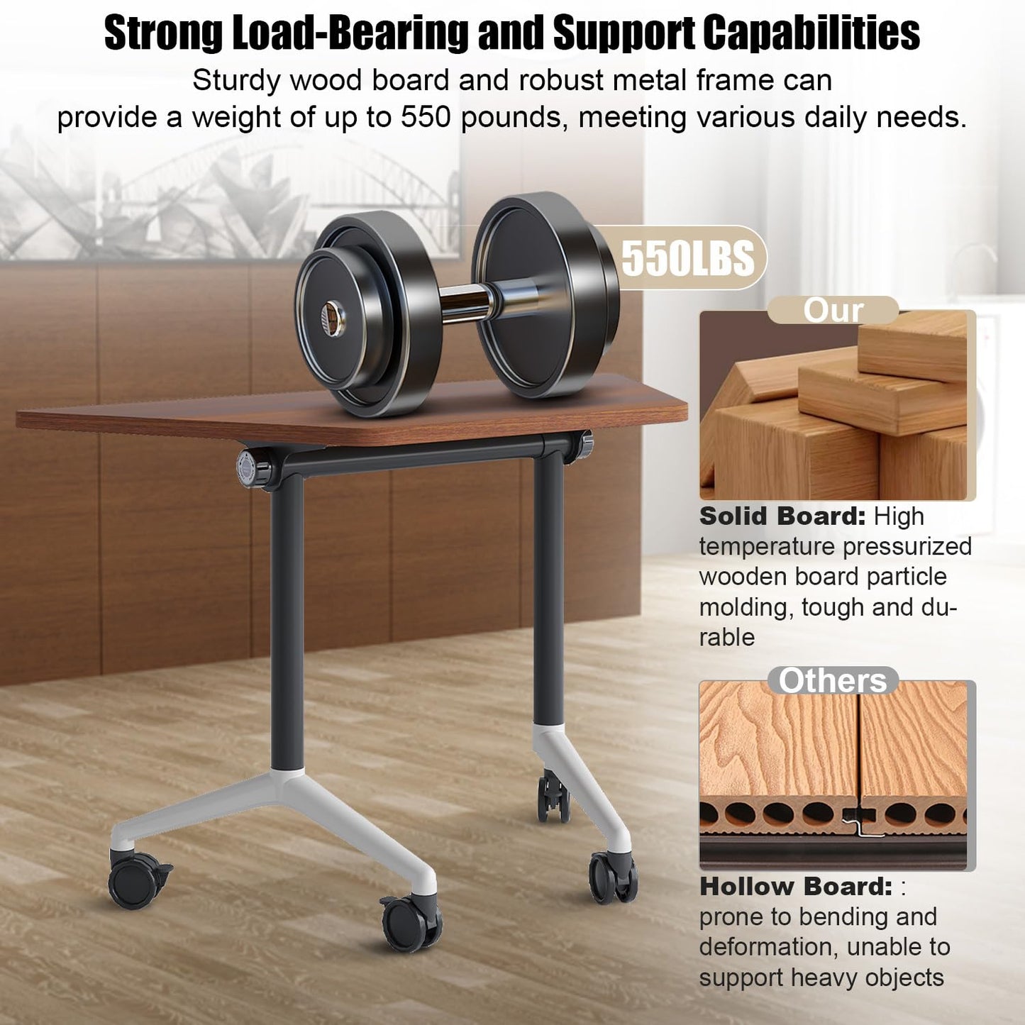 Folding Conference Table,Rolling Conference Room Tables on Wheels,Modern Flip Top Mobile Training Table,8Pack Stackable Foldable Meeting Room Table,Modular Business Tables for Office Training Room