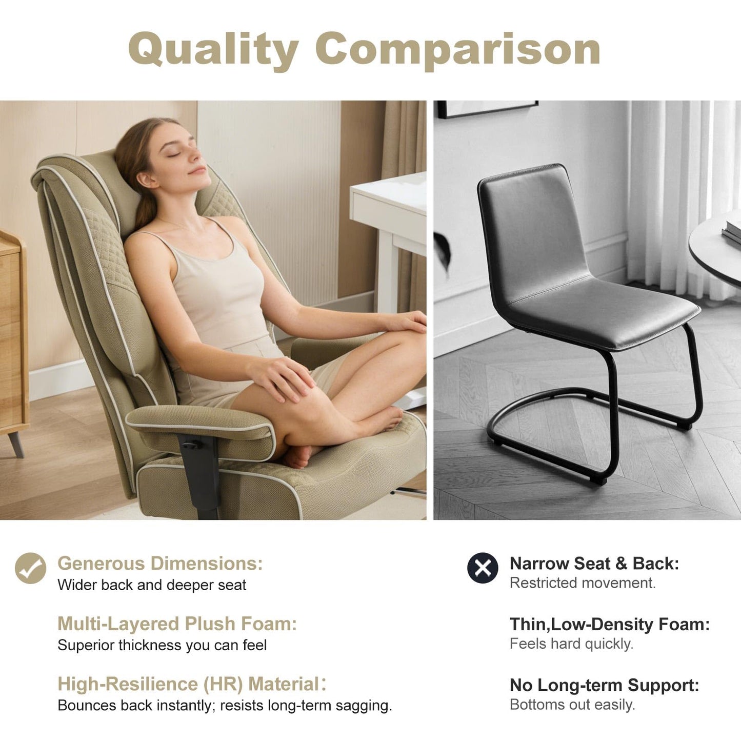 EXCEBET Big and Tall Office Chair 400lbs Wide Seat, Leather High Back Executive Office Chair with Lumbar Support, Ergonomic Chairs Padded Armrests & Thick Cushion (Mesh Green)