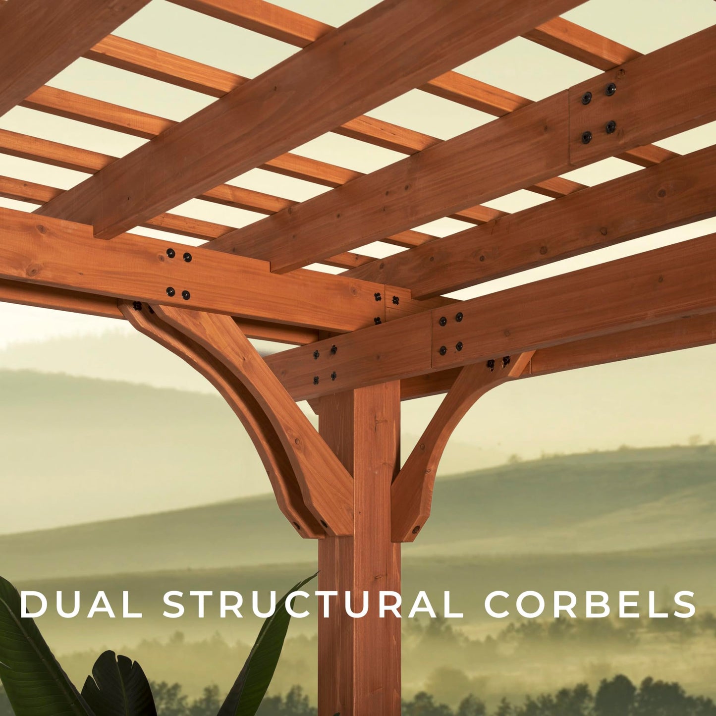 Backyard Discovery Beaumont 24' x 12' Traditional Cedar Wood Pergola Kit with Trellis Roof, All-Season Durability, High-Wind Rating, PowerPort, Shade for Outdoor Patio, Deck, Garden, and Entertaining