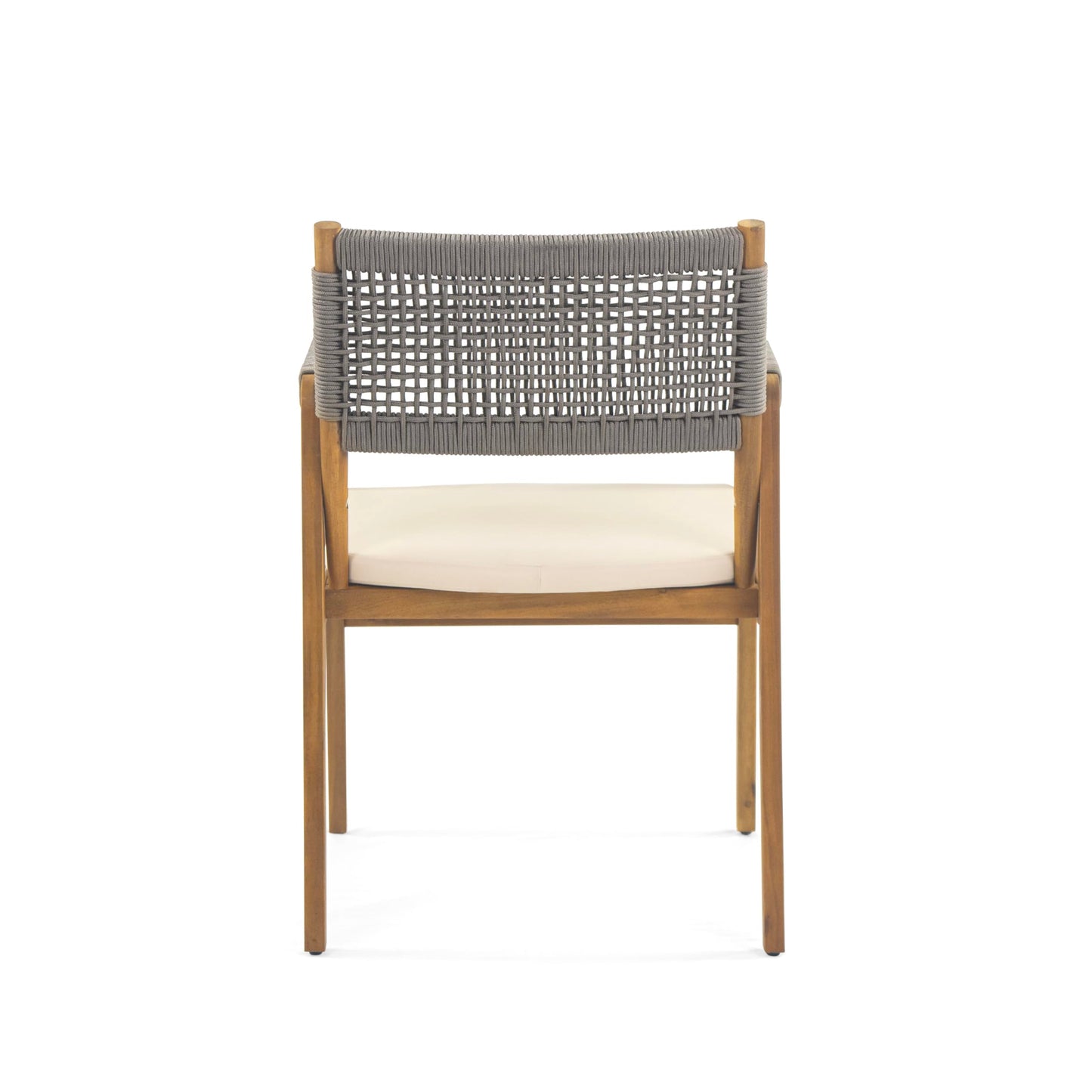 Christopher Knight Home Terry Acacia Wood Patio Dining Set for 6, Solid Wood Outdoor Dining Table Set for 6, 7 Piece Outdoor Dining Set with Rectangular Table and Woven Rope Accents, Teak+Beige+Grey