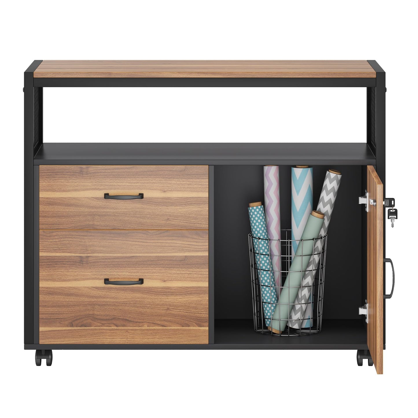 Tribesigns 63" Executive Desk with Reversible File Cabinet, Large L-Shaped Office Desk with Drawers, Business Furniture Workstation for Home Office