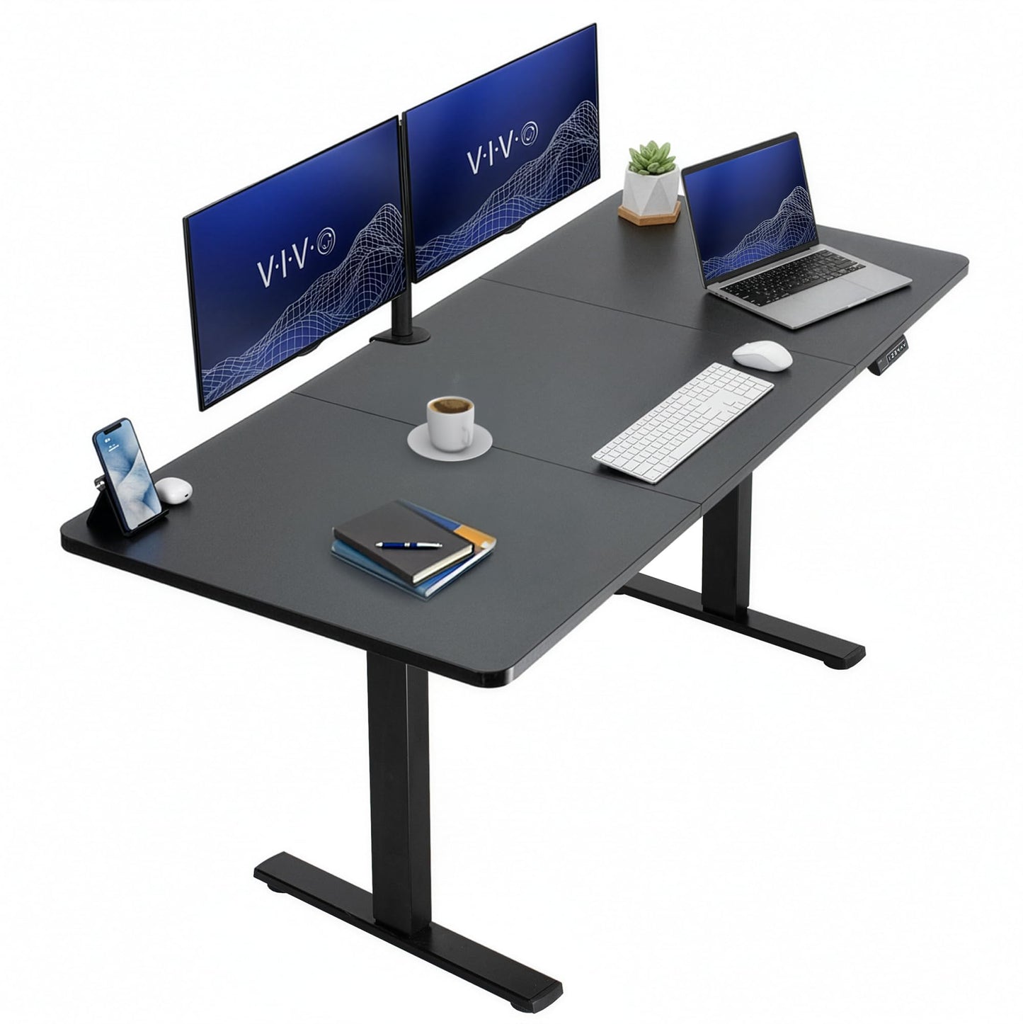 VIVO Electric 71 x 30 in Standing Desk, Memory Height Adjustment, 1B Series, Holds 220 lbs, Black Top Black Frame, DESK-KIT-1B7B