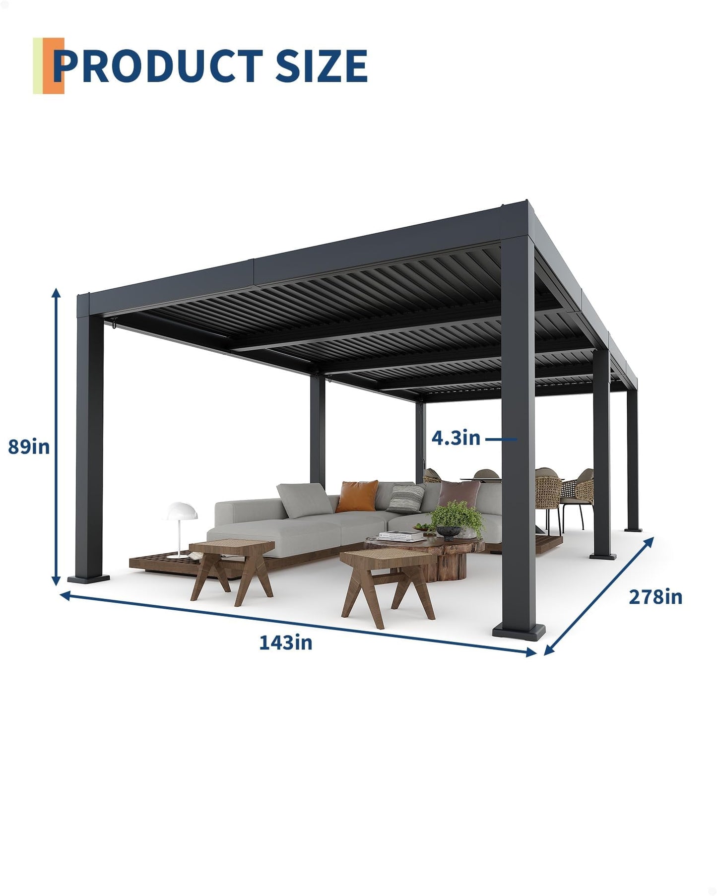 Garvee 12x24ft Louvered Pergola - All-Aluminum Outdoor Pergolas with Adjustable Louvered Roof, Integrated Drainage System, Outdoor Gazebo for Deck, Patio, Backyard and Garden, Gray