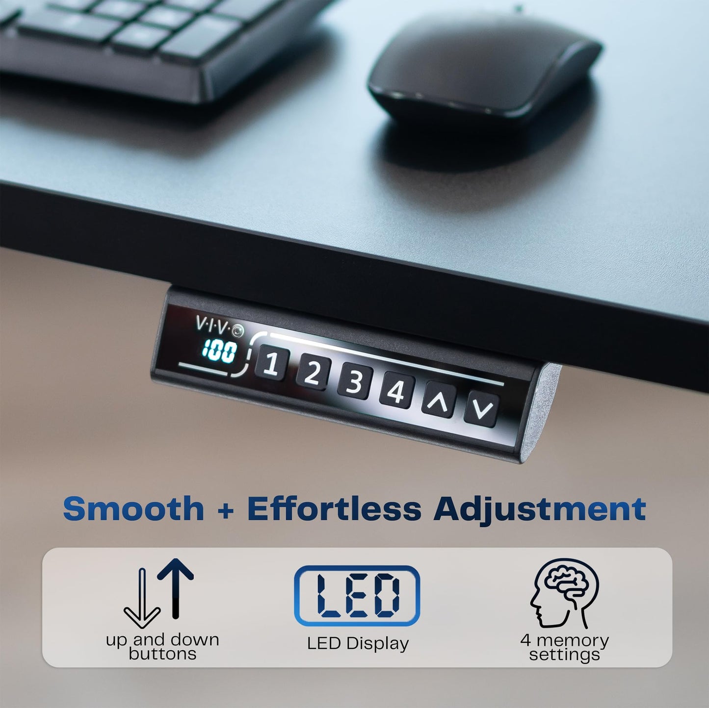 VIVO Electric 60 x 24 in Standing Desk, Memory Height Adjustment, 1B Series, Holds 220 lbs, One-Piece Dark Gray Top, White Frame, DESK-KIT-1W6G