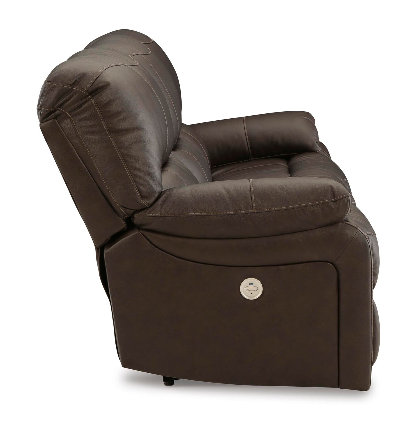 Signature Design by Ashley Leesworth Power Reclining Sofa, Leather and Faux Leather One-Touch Power Recliner Couch with USB, Zero Wall Design, 88" Width Living Room Seating