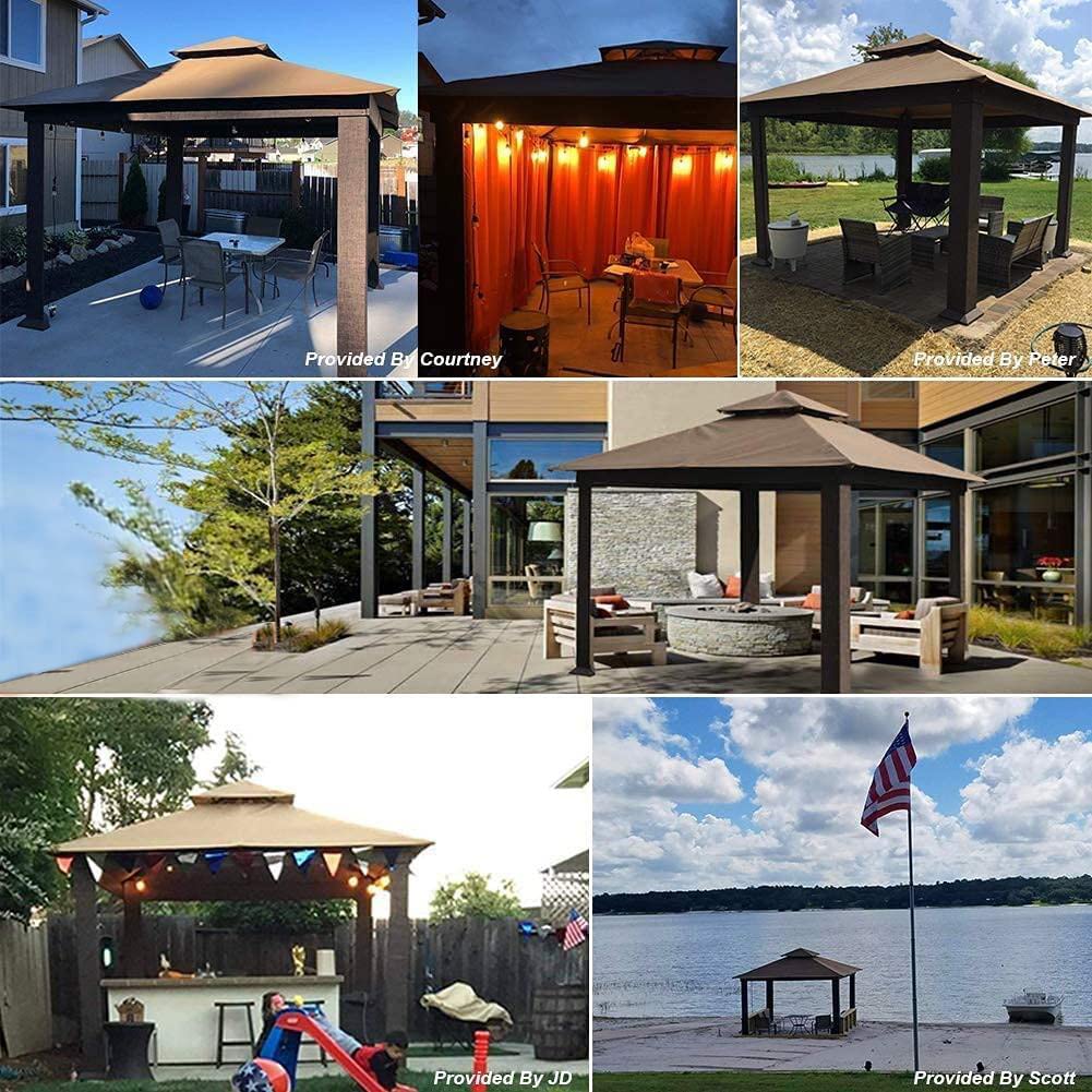 EliteShade USA 10-Year-Non-Fading 12x12ft Titan Patio Gazebo, Super Thick Sunbrella Fabric UPF 50+ UV Protection, Heavy Duty Commercial Rust-Proof Aluminum Frame, Windproof Vented Top Gazebo, Rust