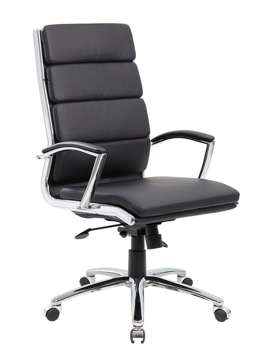 Boss Office Products CaressoftPlus Executive Chair, Traditional, Metal Chrome Finish (B9471-BK)