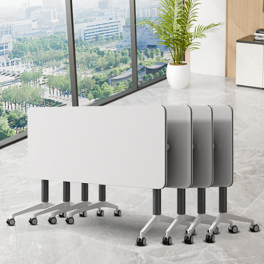 ZanyCajole Conference Room Table, Folding Conference Table with Silent Wheels, Modular Flip Top Mobile Training Tables for Office, Training Room, Meeting Rooms, School, 2-16 Person (4, White, 55.1in)