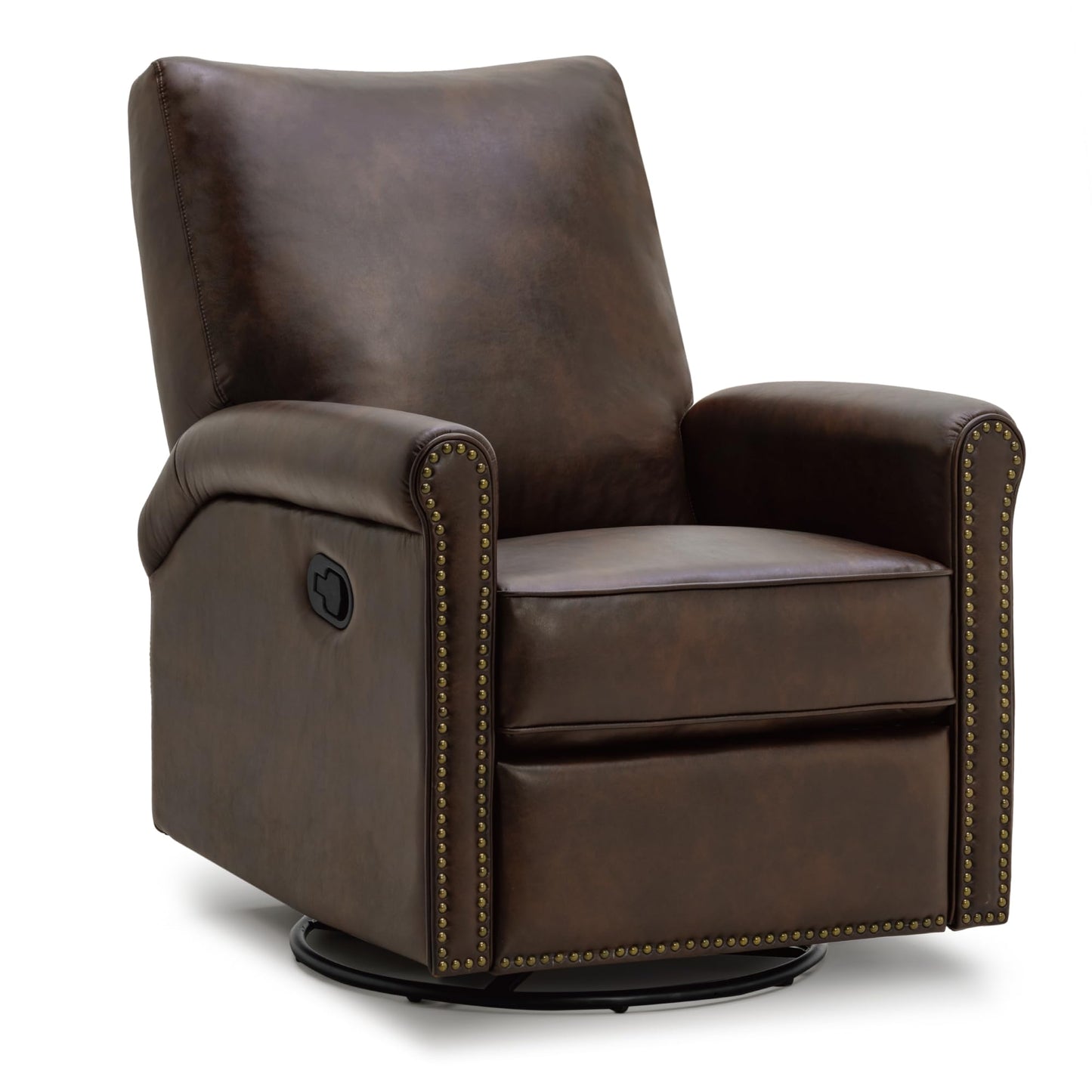 KISLOT Large Leather Recliner Chair Faux Swivel Rocker for Adults Manual Sofa for Living Room Bedroom Home Theater Seating