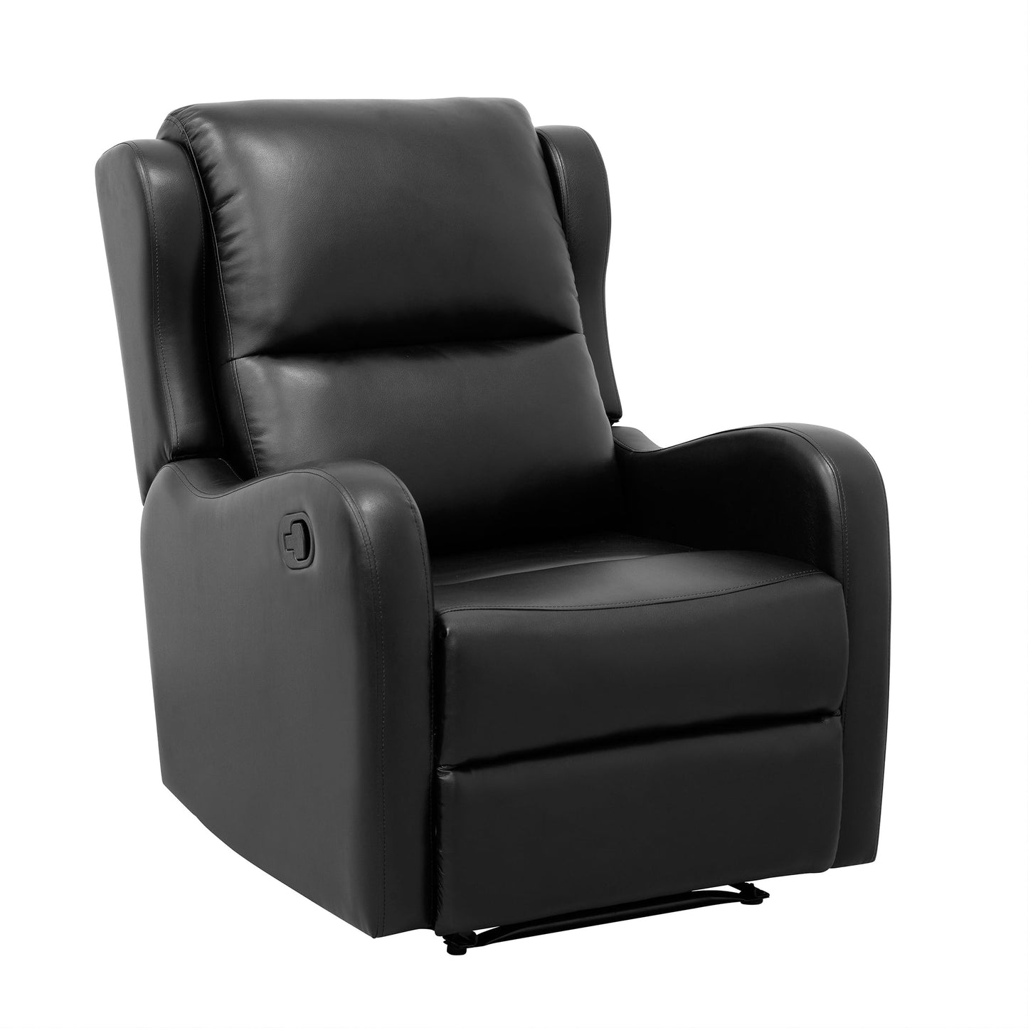 Lexicon Manual Recliner Chair, Reclining Sofa Chair, Home Theater Seating, Wall Hugger, Manual Recliner for Living Room/Office/Apartment, Easy Assembly, Black Faux Leather