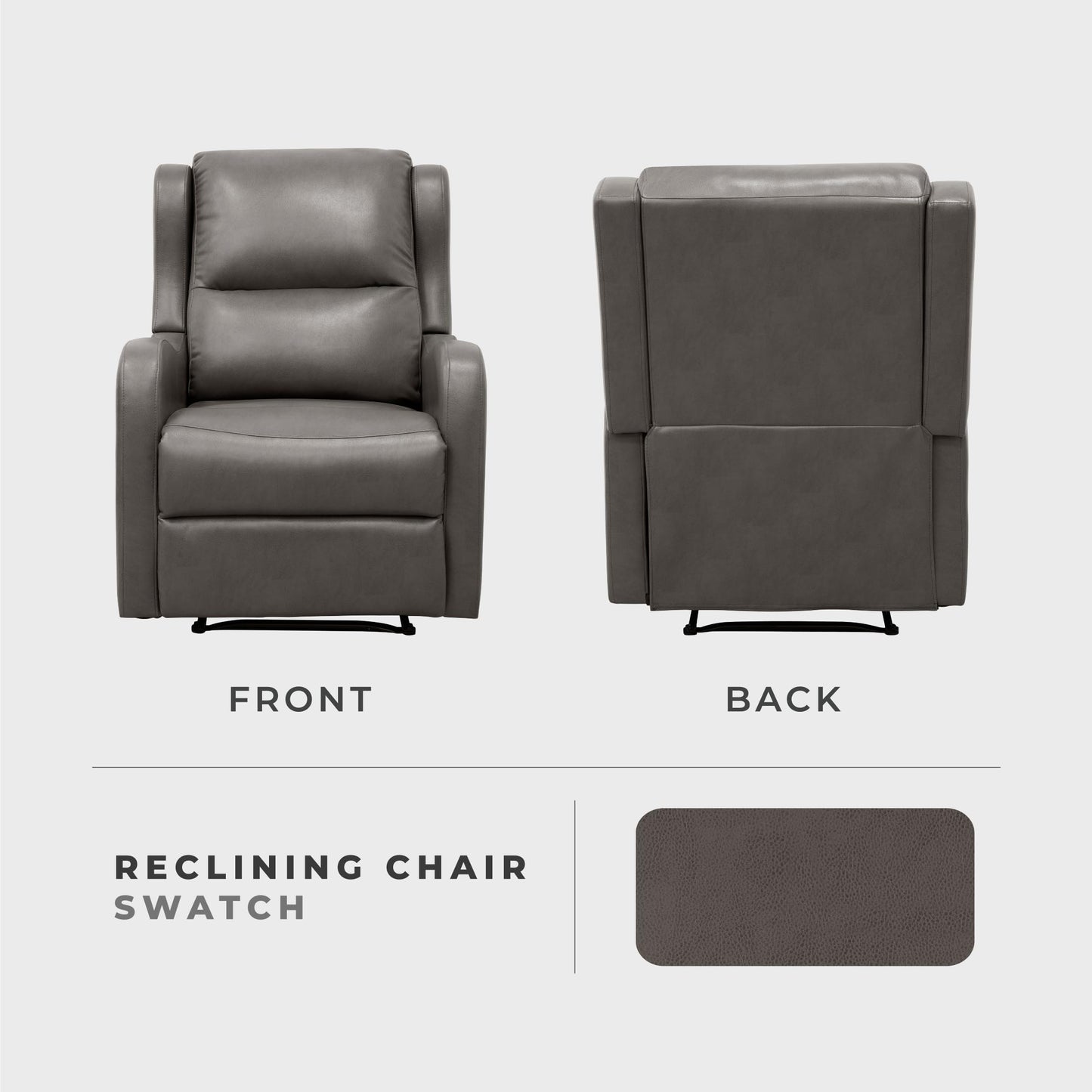 Lexicon Manual Recliner Chair, Reclining Sofa Chair, Home Theater Seating, Wall Hugger, Manual Recliner for Living Room/Office/Apartment, Easy Assembly, Gray Faux Leather