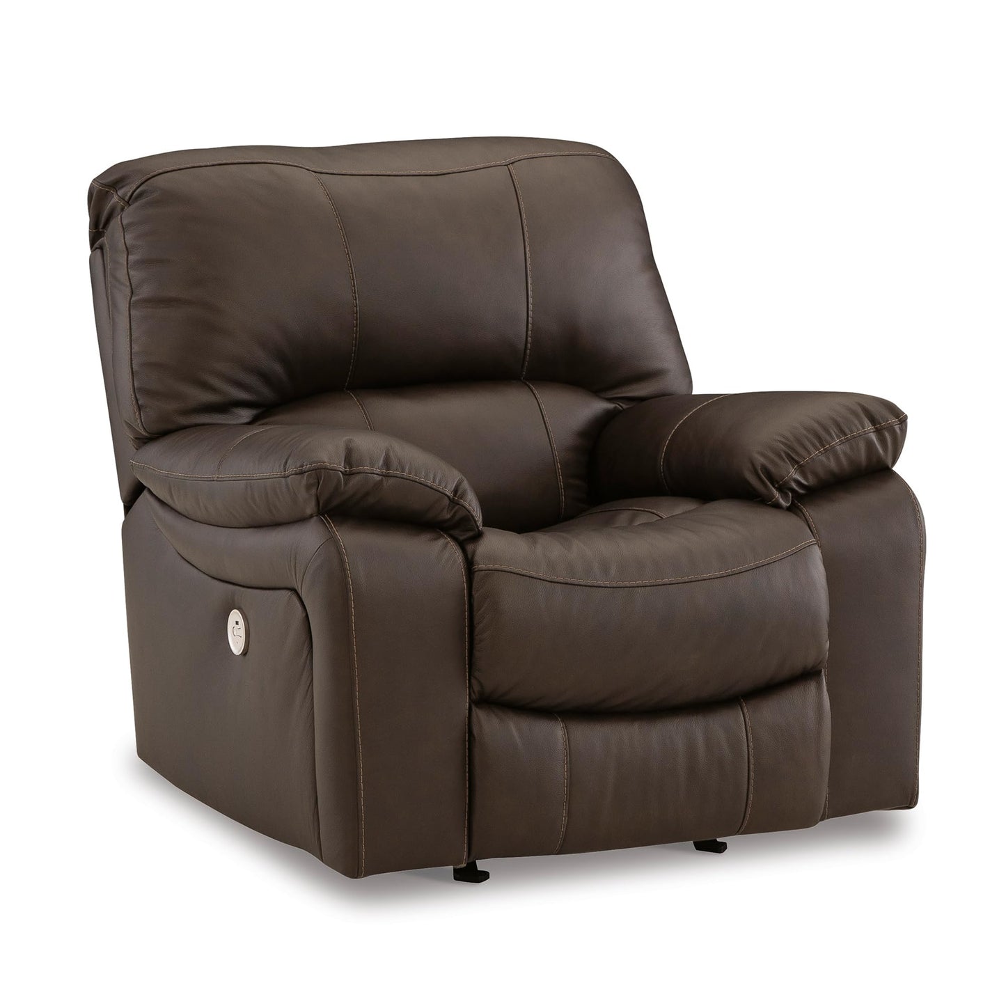 Signature Design by Ashley Leesworth Contemporary Leather Match Power Rocker Recliner with USB Ports, Dark Brown