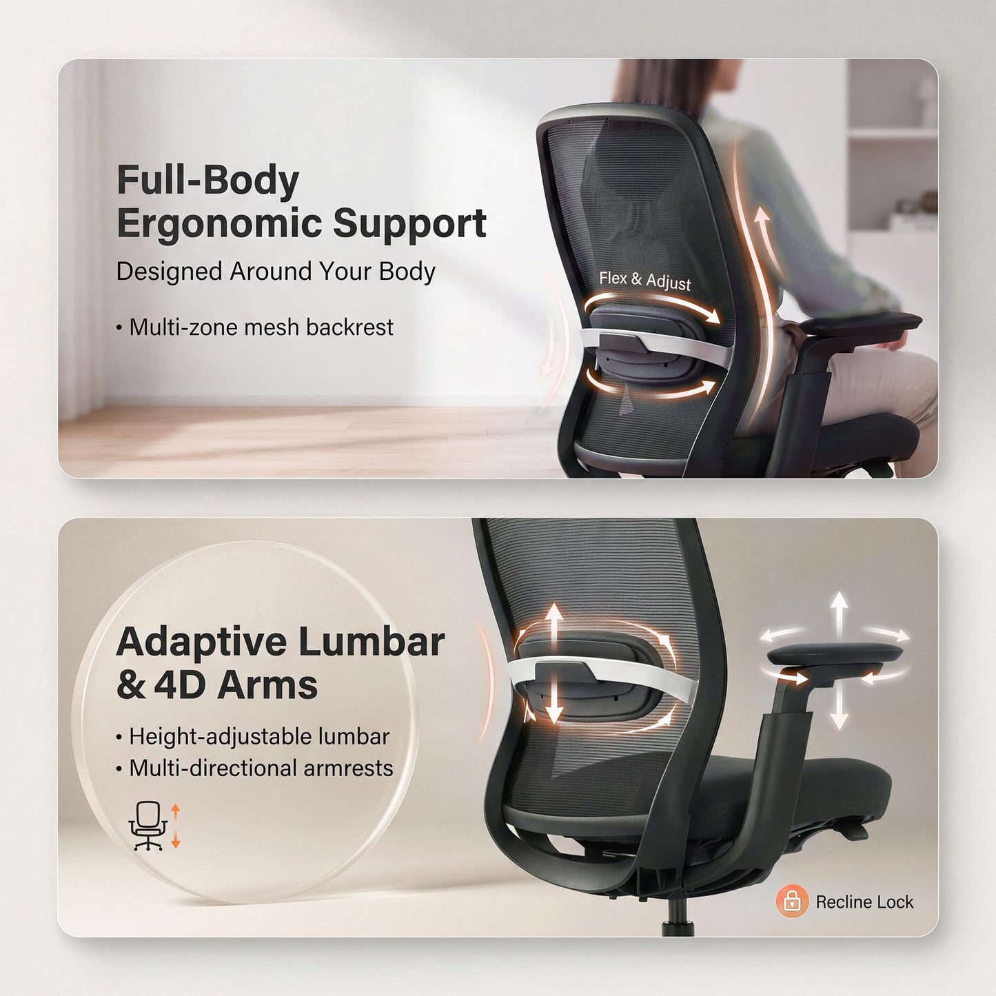 COLAMY Aether Executive Office Chair for Long Hours, One-Touch Easy Adjust Managerial Desk Chair with Levitating Seat Cushion & Pilot-Level Sync Armrests, 300 LBS Mid Back Mesh Computer Chair,Black