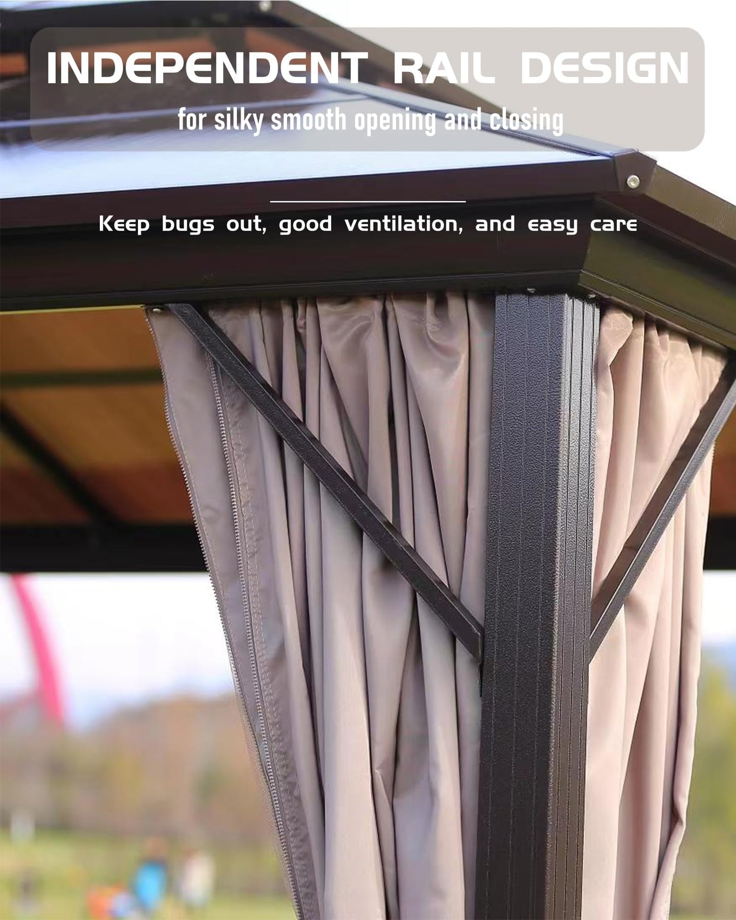 12'X12' Hardtop Gazebo, Galvanized Steel Aluminum Frame with Double Roof, Heavy-Duty Outdoor Patio Gazebo with Curtains & Netting for Backyard, Deck, Porch, Garden, Lawn, Khaki