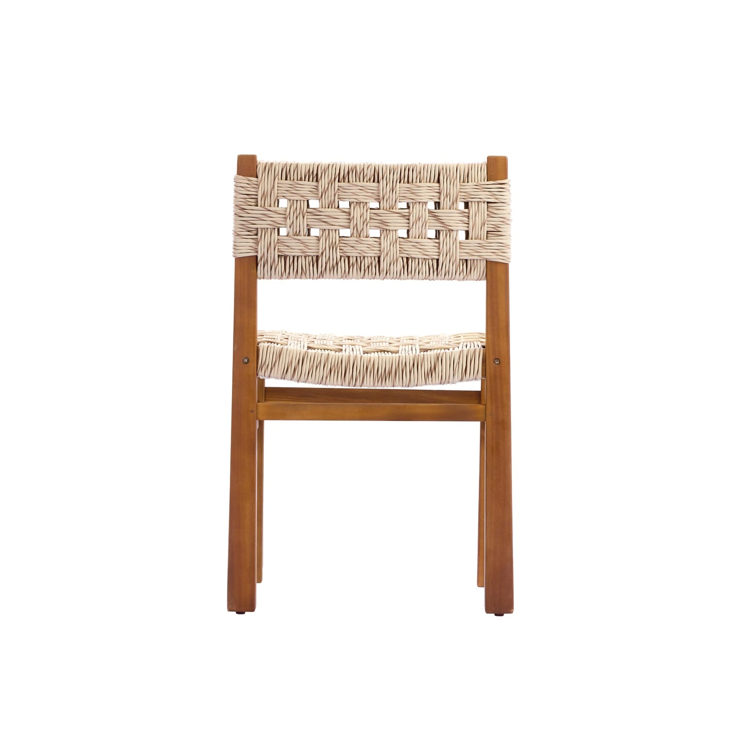 Christopher Knight Home 5 Piece Outdoor Dining Set Acacia Wood Square Table and 4 Light Grey Wicker Chairs Teak Finish Patio Furniture Set for Garden Backyard Balcony Deck