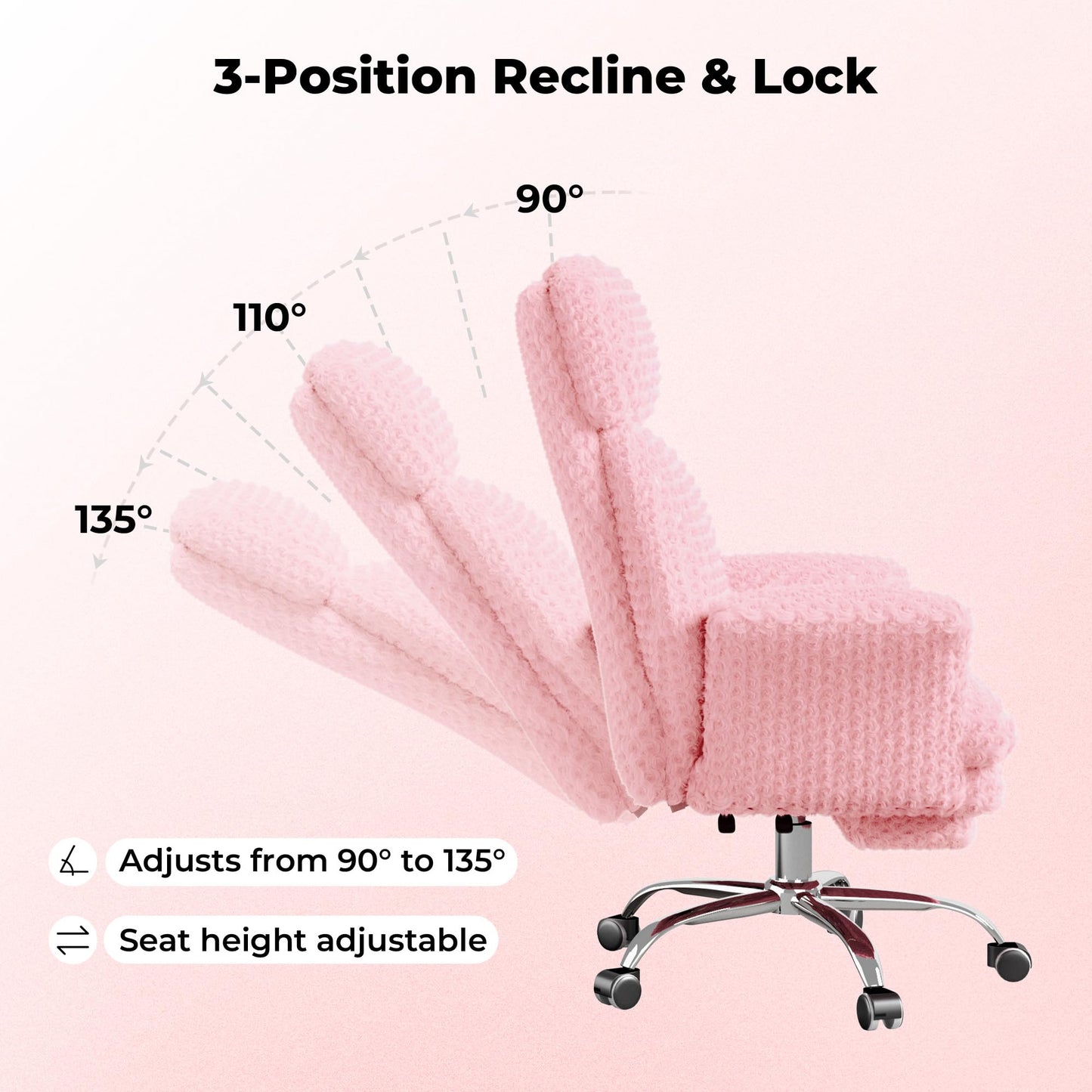 HOMRELEXA Big and Tall Office Chair, Flip Armrests for Pets & Cross Legged Sitting, Executive Ergonomic Computer Gaming Chair with Foot Rest, Rose Velvet Pink Wide Seat Reclining Desk Chair