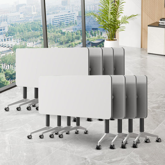 ZanyCajole Conference Room Table, Folding Conference Table with Silent Wheels, Modular Flip Top Mobile Training Tables for Office, Training Room, Meeting Rooms, School, 2-16 Person (8, White, 55.1in)