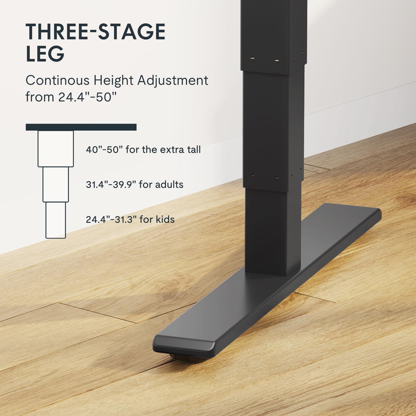 FLEXISPOT E6 MAX Dual Motor 55x28 Inch 3-Stage Heavy Duty Standing Desk, 330lbs Weight Capacity, Height Adjustable Desk w/Cable Management & Wheels (Seamless Black Desktop + Black Frame)