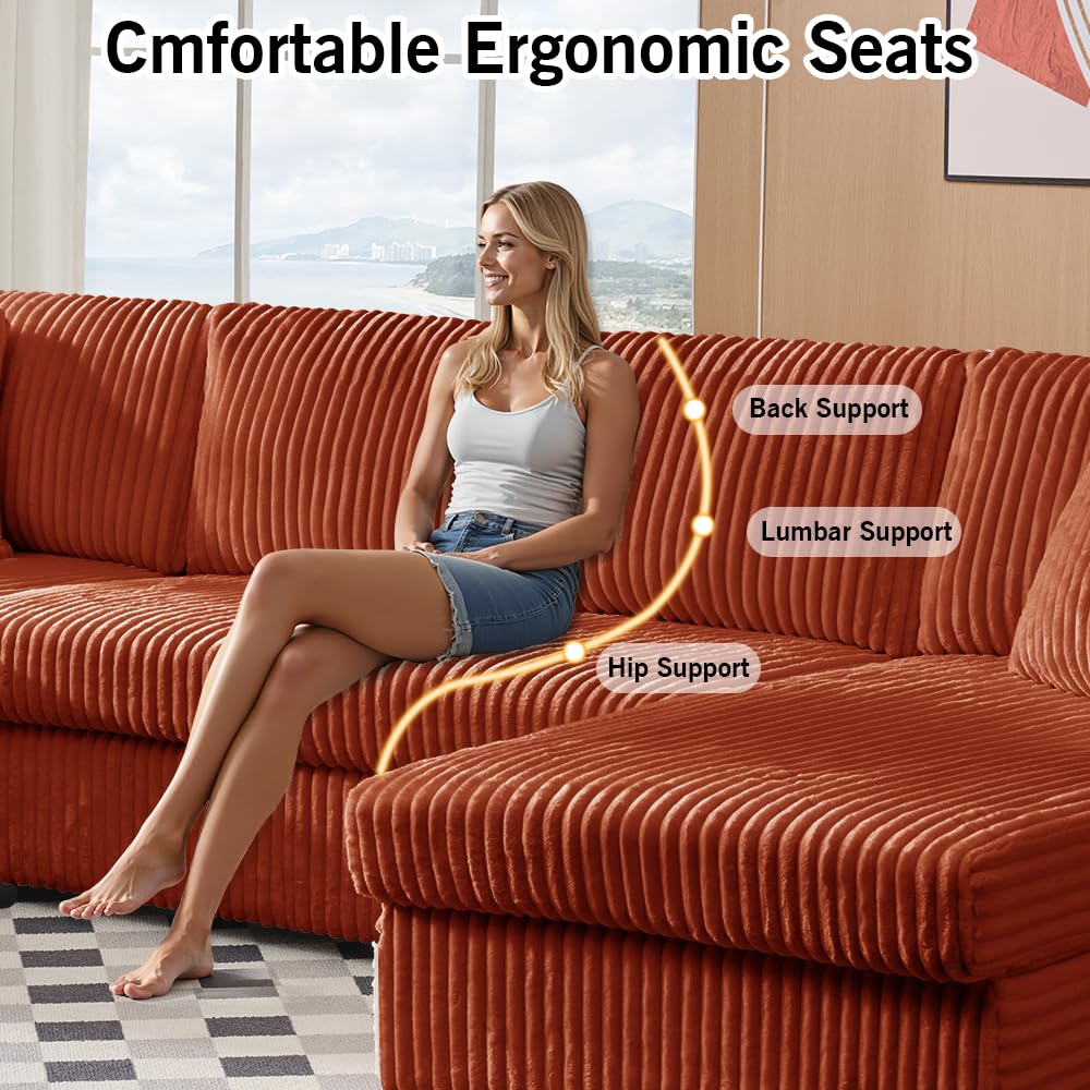 123" U-Shaped Modular sectional Sofa, Two L-Shape Chaise with 2 Cloud Couch sectional with Two Pillows, couches for Living Room (Darkbrown)
